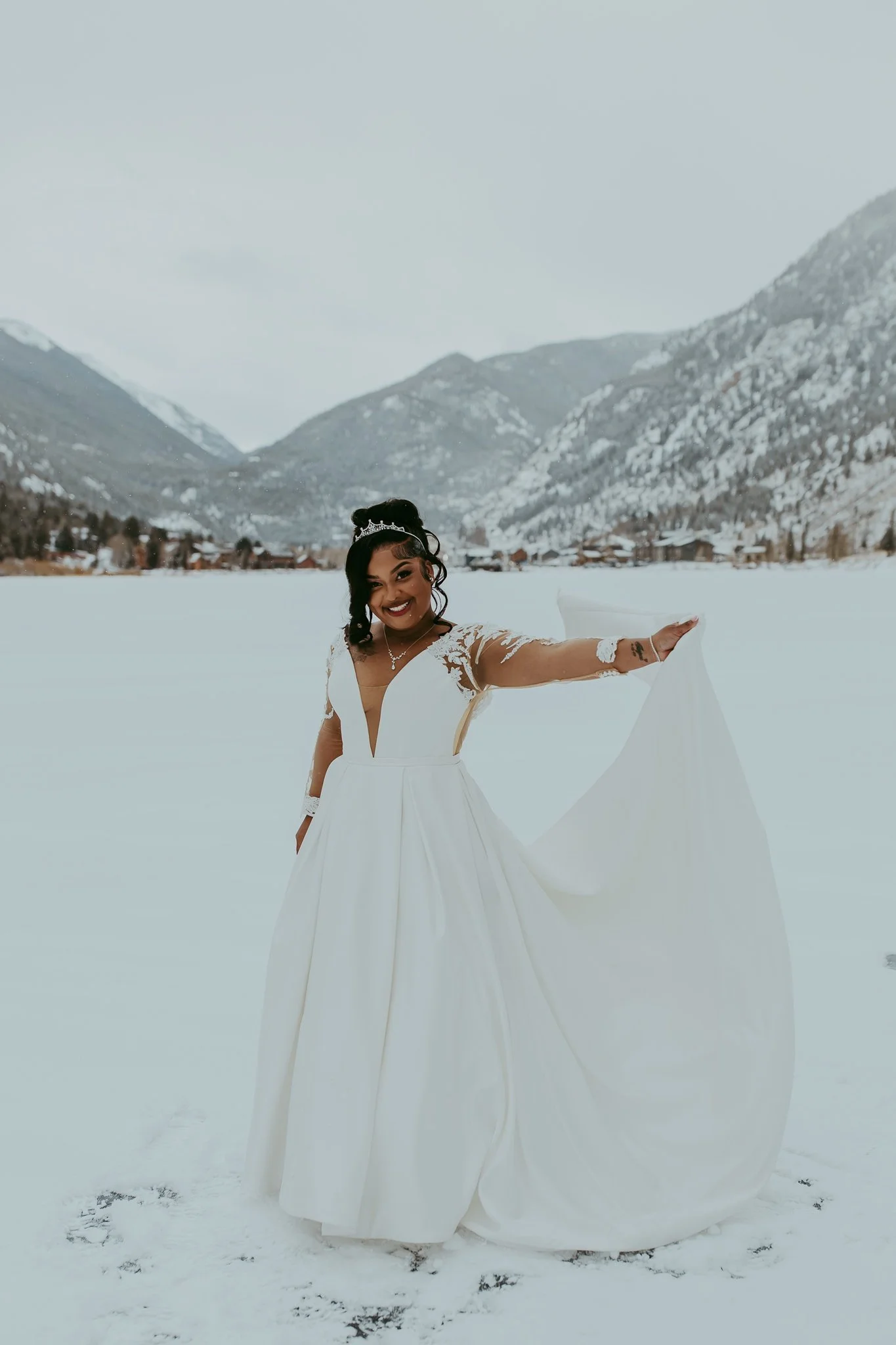 Winter Snowy Frozen Lake Colorado Elopement 