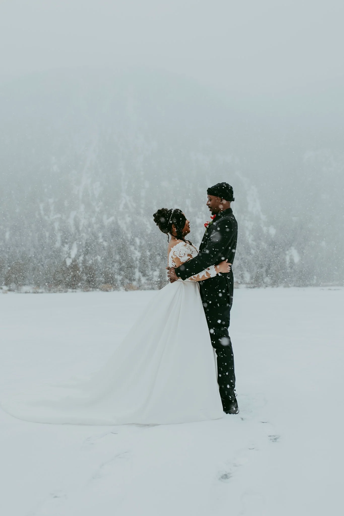 Winter Snowy Frozen Lake Colorado Elopement 