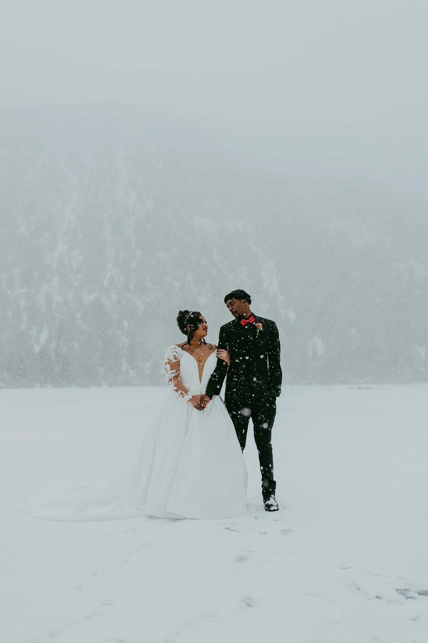 Winter Snowy Frozen Lake Colorado Elopement 
