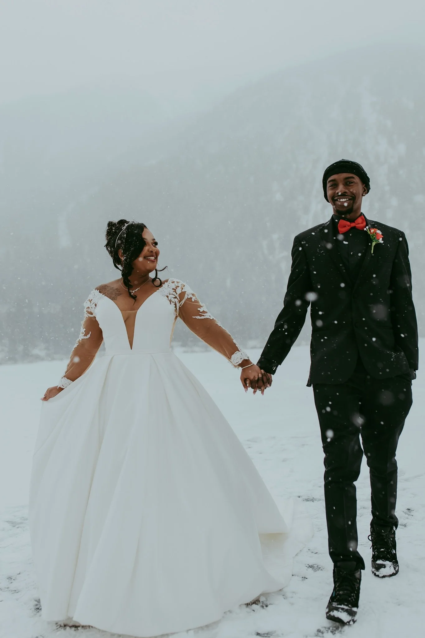 Winter Snowy Frozen Lake Colorado Elopement 