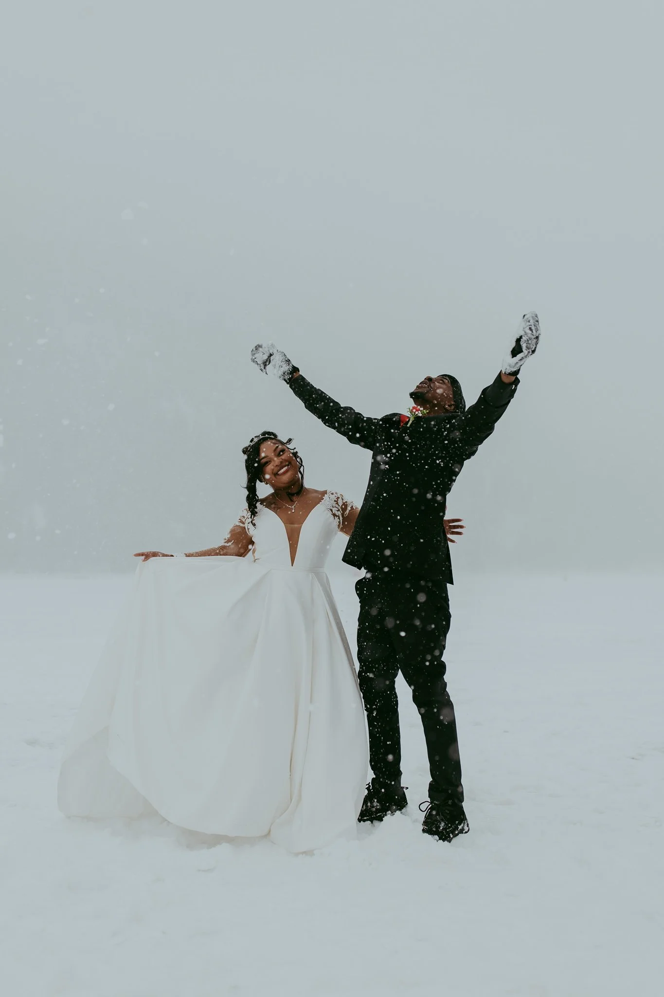 Winter Snowy Frozen Lake Colorado Elopement 