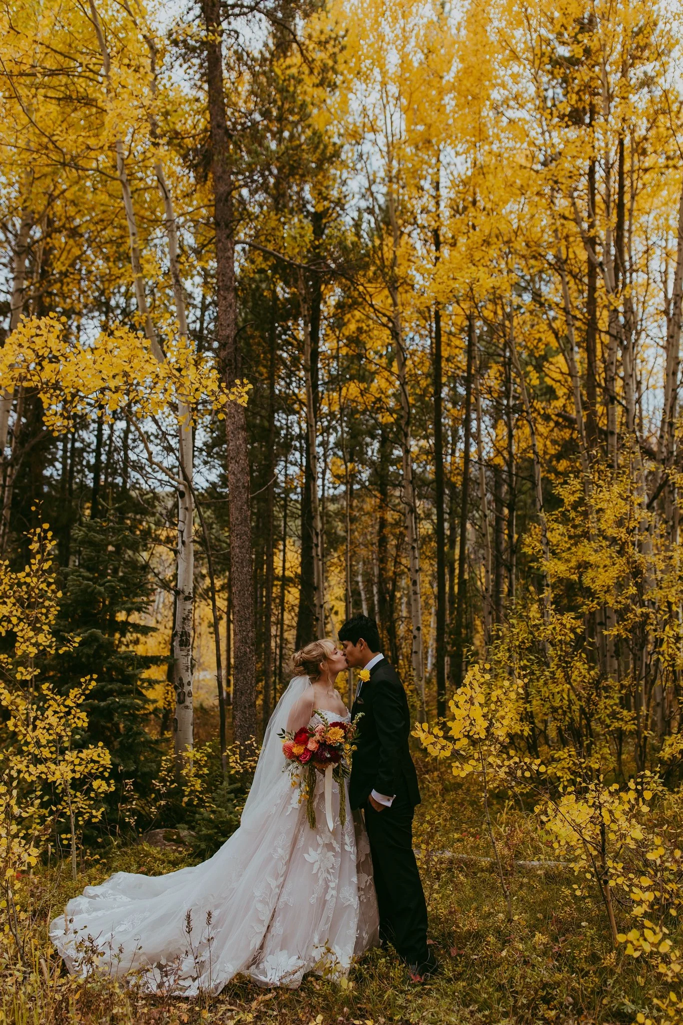 Fall Elopement in an Aspen Grove in Winter Park, Colorado