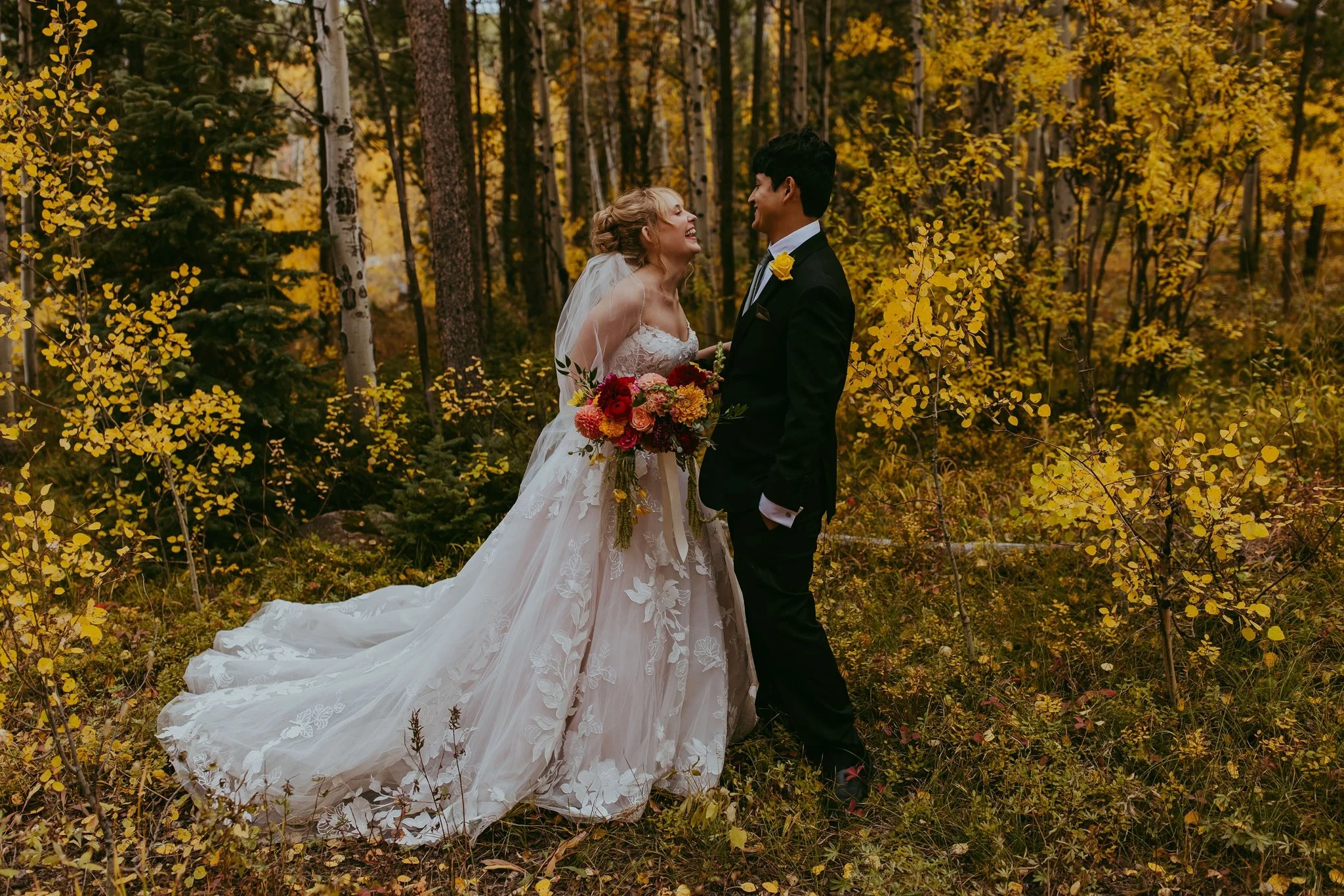 Fall Elopement in an Aspen Grove in Winter Park, Colorado