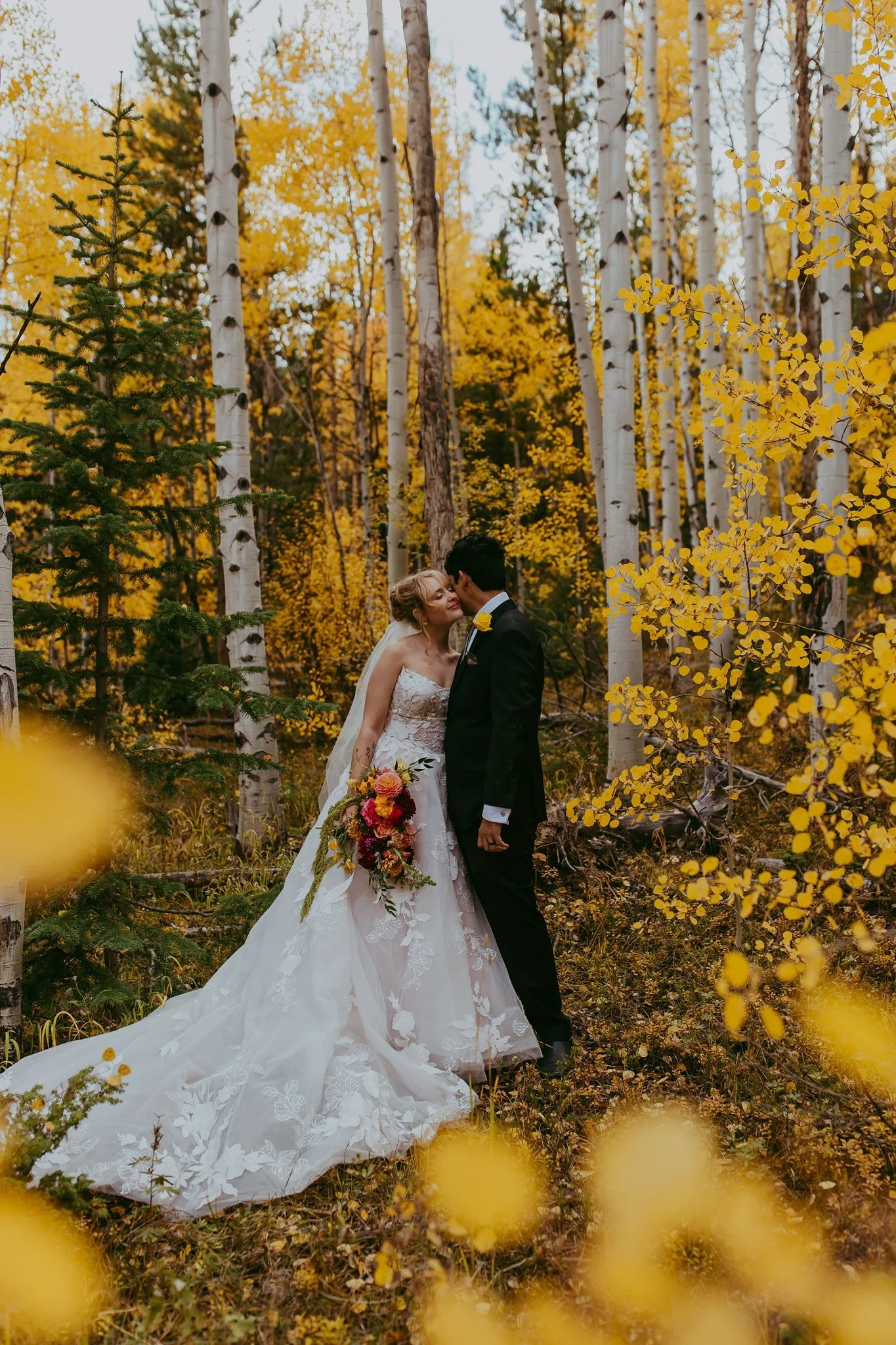 Fall Elopement in an Aspen Grove in Winter Park, Colorado
