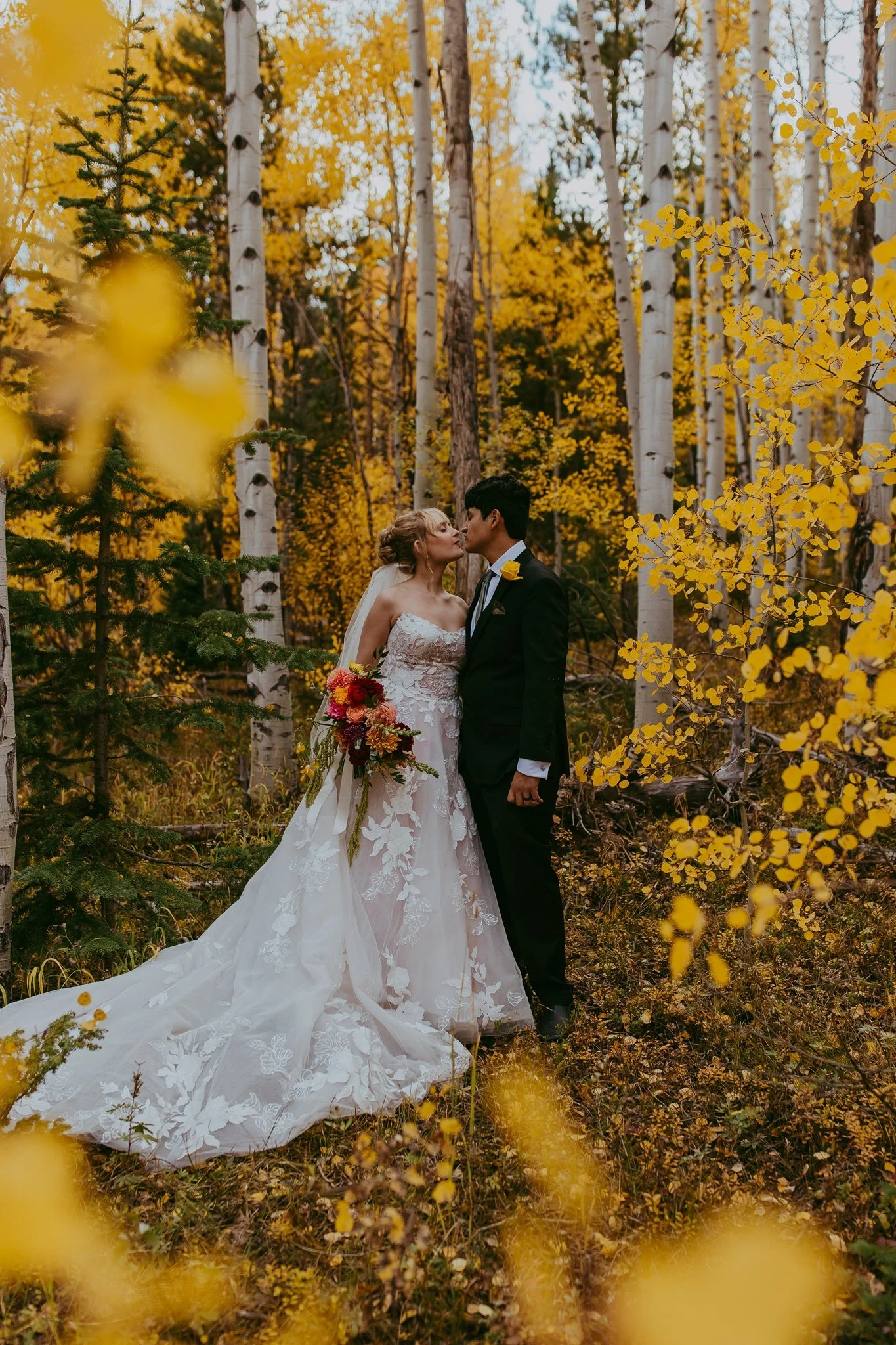 Fall Elopement in an Aspen Grove in Winter Park, Colorado