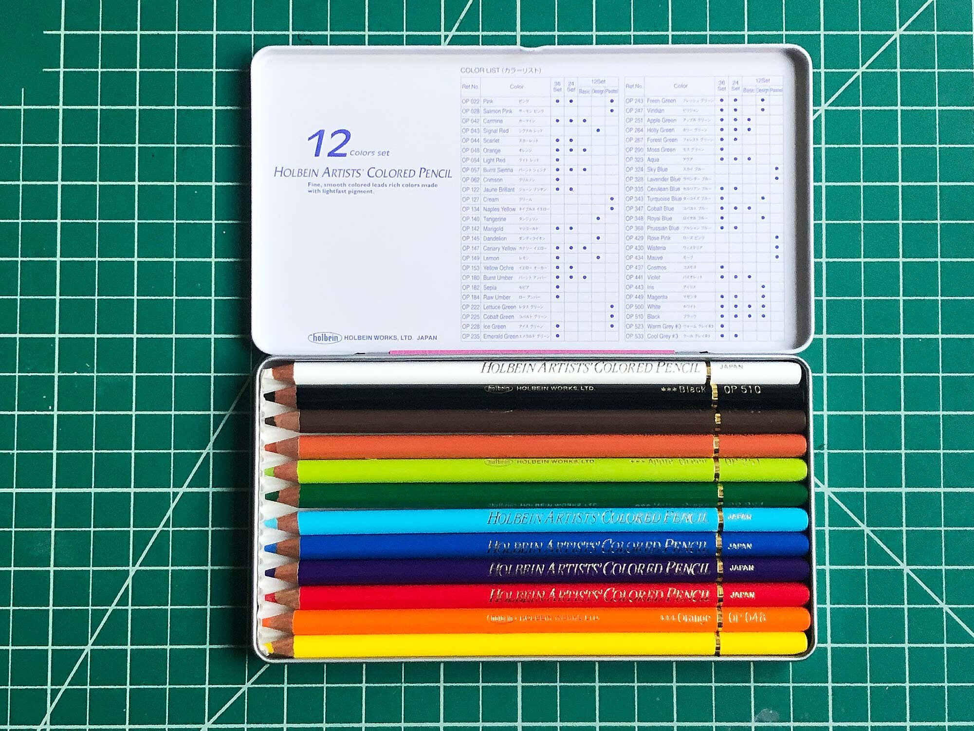 Holbein Artists' Colored Pencils has a hinged tin