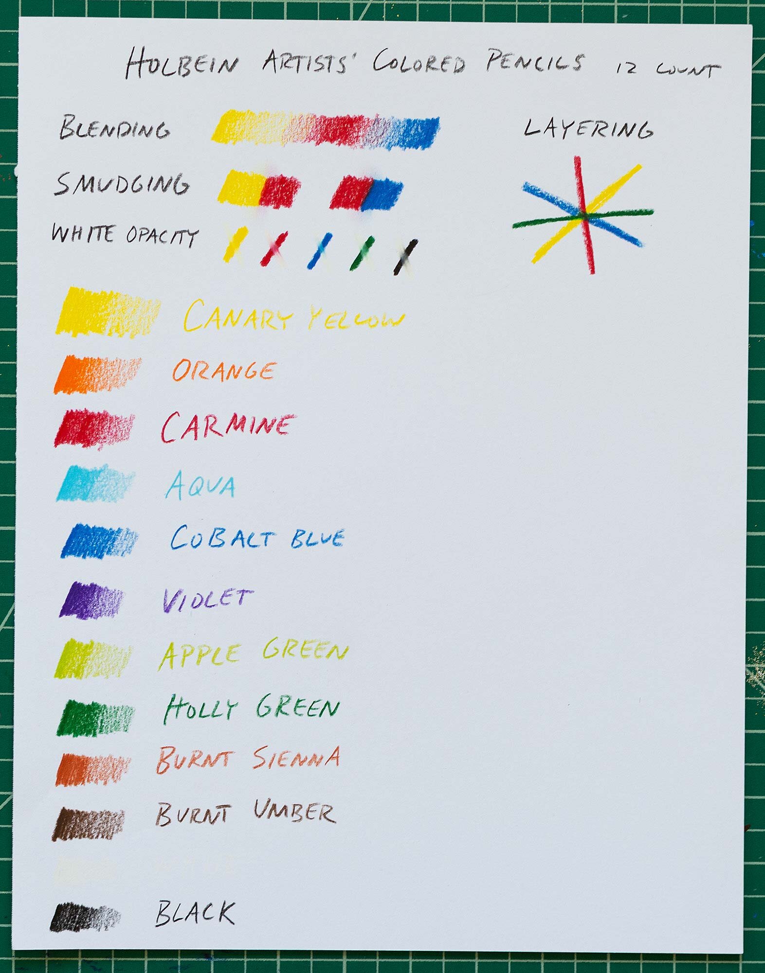 Colored Pencil Swatches - Xylos Art and Design