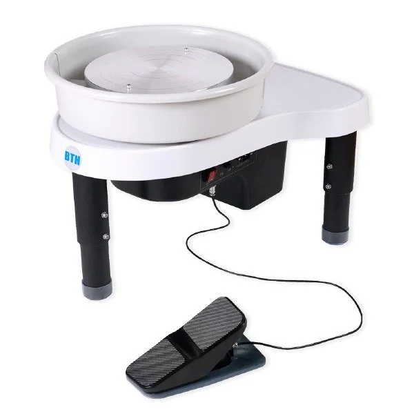 Bth Sirius pottery wheel with white splash pan and white table top and black legs