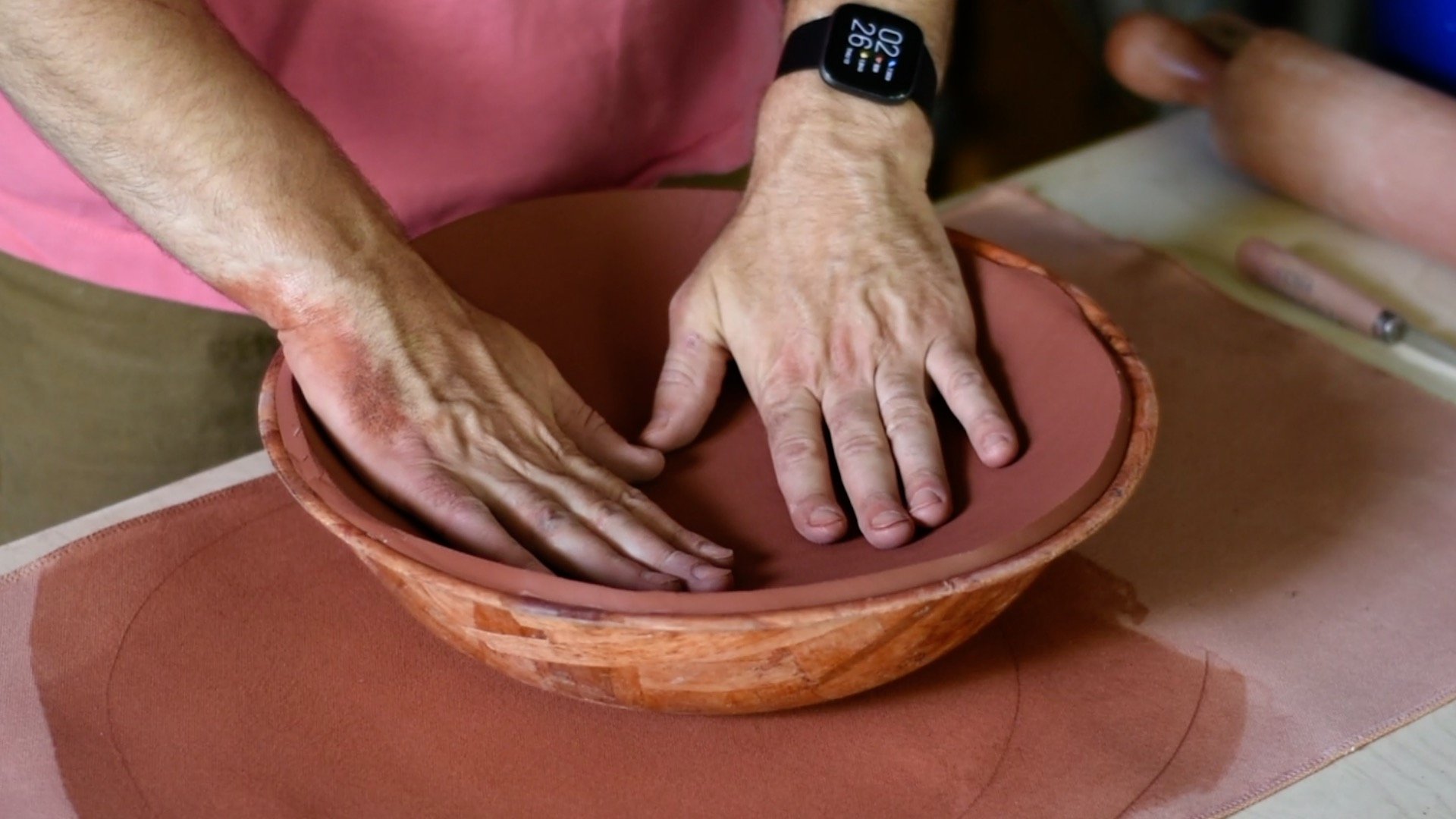 Plaster of Paris mold used to make a ceramic vessel, thinned out