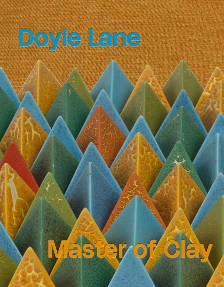 Doyle Lane Master of Clay mongraph book cover image with triangular tiles in blue, yellow ochre, and green