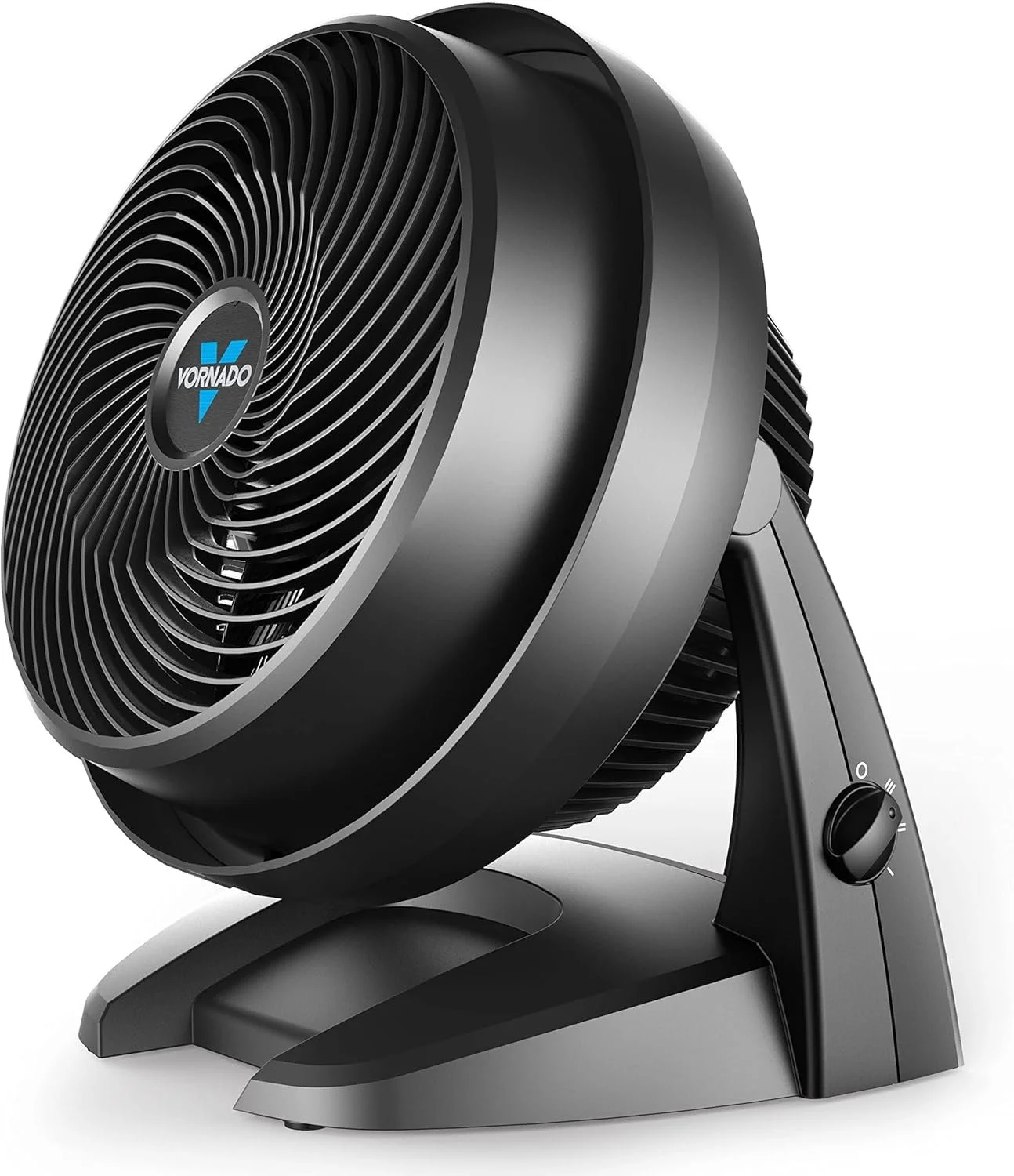 Vornado black desktop fan in black plastic