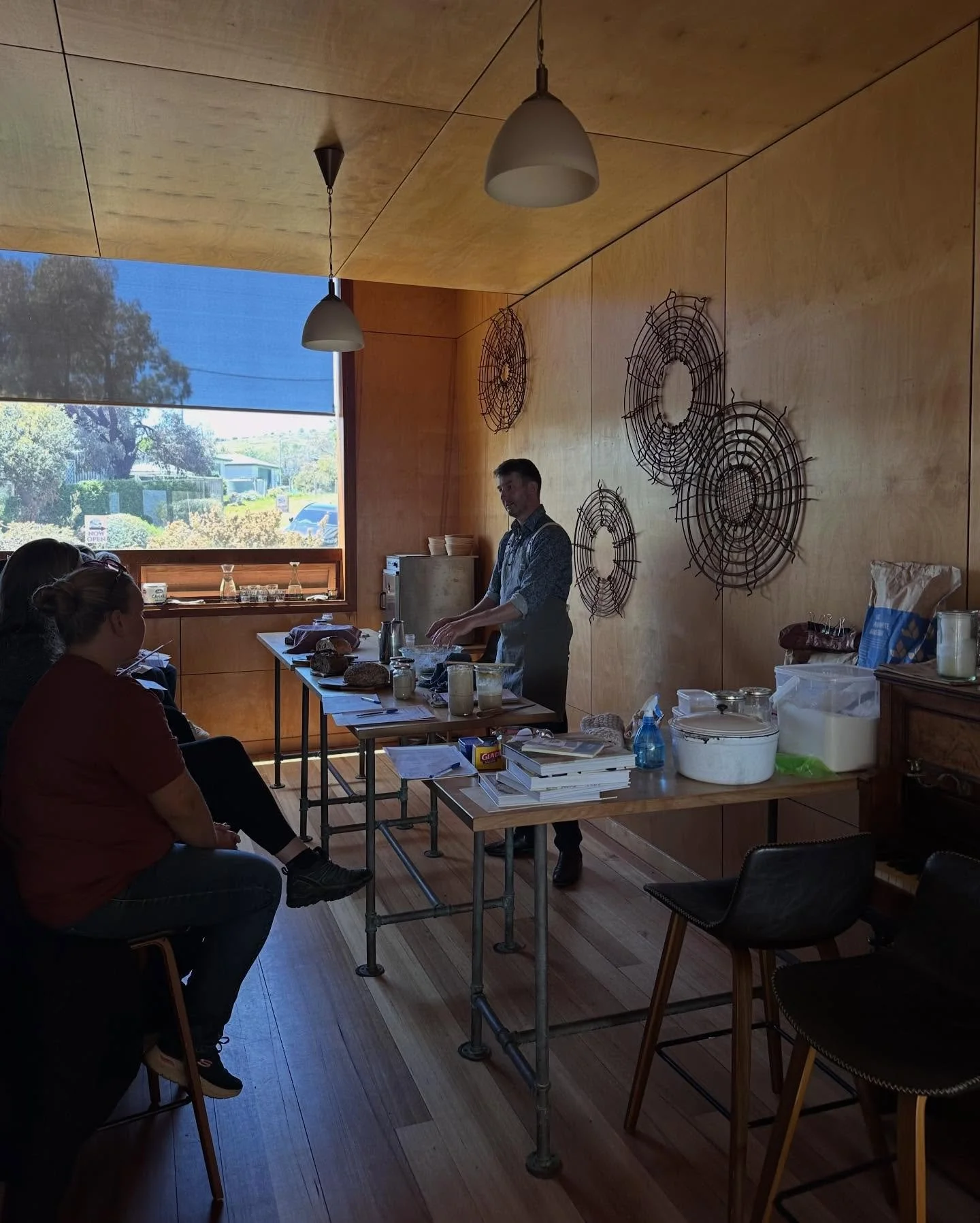 Eight budding new bakers after our short course in the wood room @brunyislandwild on the weekend! Great fun talking all things bread with such a nice group of people. Looking forward to hearing how your first bakes turn out! Last pic is the loaf from