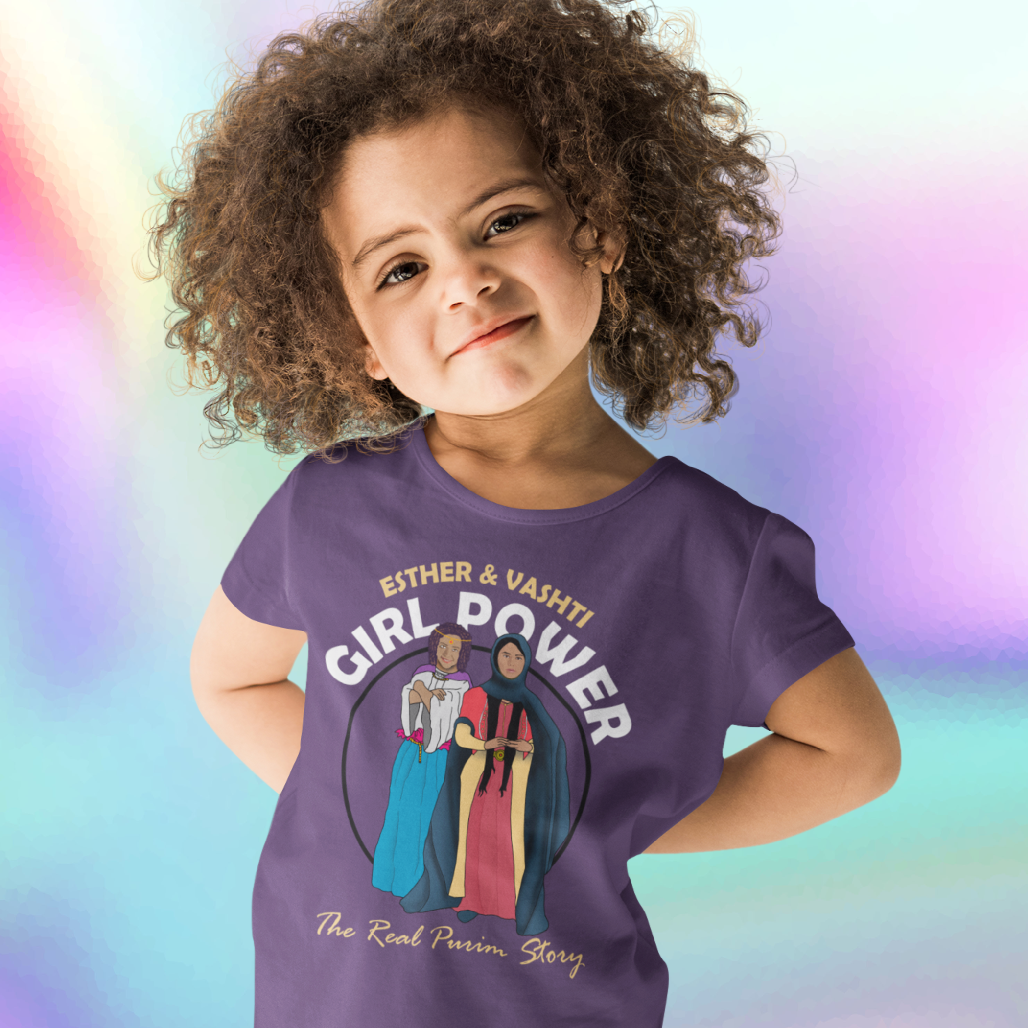 Purim Girl Power Kids Heavy Cotton Tee