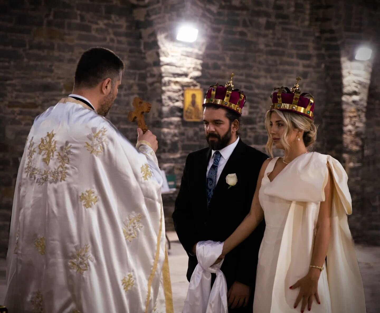 I'm still pinching myself....we got married Agapi mou!❤️@jelenakarisik 

I'll never forget how beautiful you looked as my queen on our special day 👸🏼

The true #coronation 🫅🏻👸🏼😉 

#orthodox #wedding #greek #serbian #agape