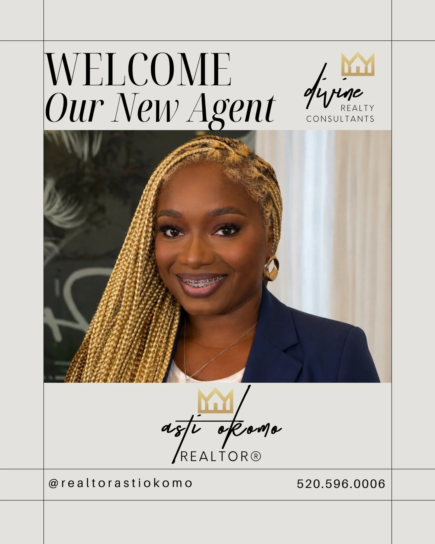 ✨ Please join us in welcoming our newest agent, Asti Okomo, to the Divine Realty Consultants family! ✨

We are excited to officially announce that Asti @realtorastiokomo is now a licensed REALTOR&reg; and officially accepting clients for buying, sell