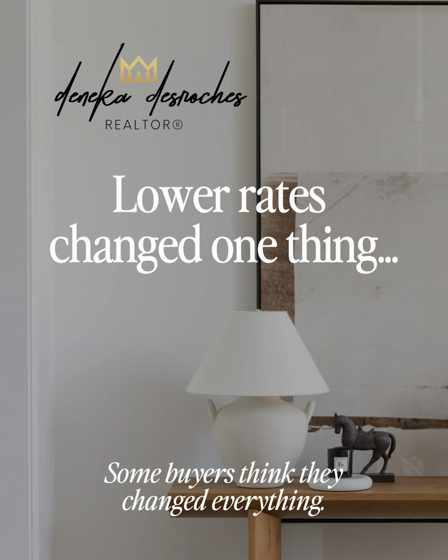 I've seen a lot of excitement about lower interest rates lately, but as a seasoned agent, I know it's not the only factor to consider. 

With lower rates, we can expect more competition to heat up the market quickly. So, what's your strategy for stan