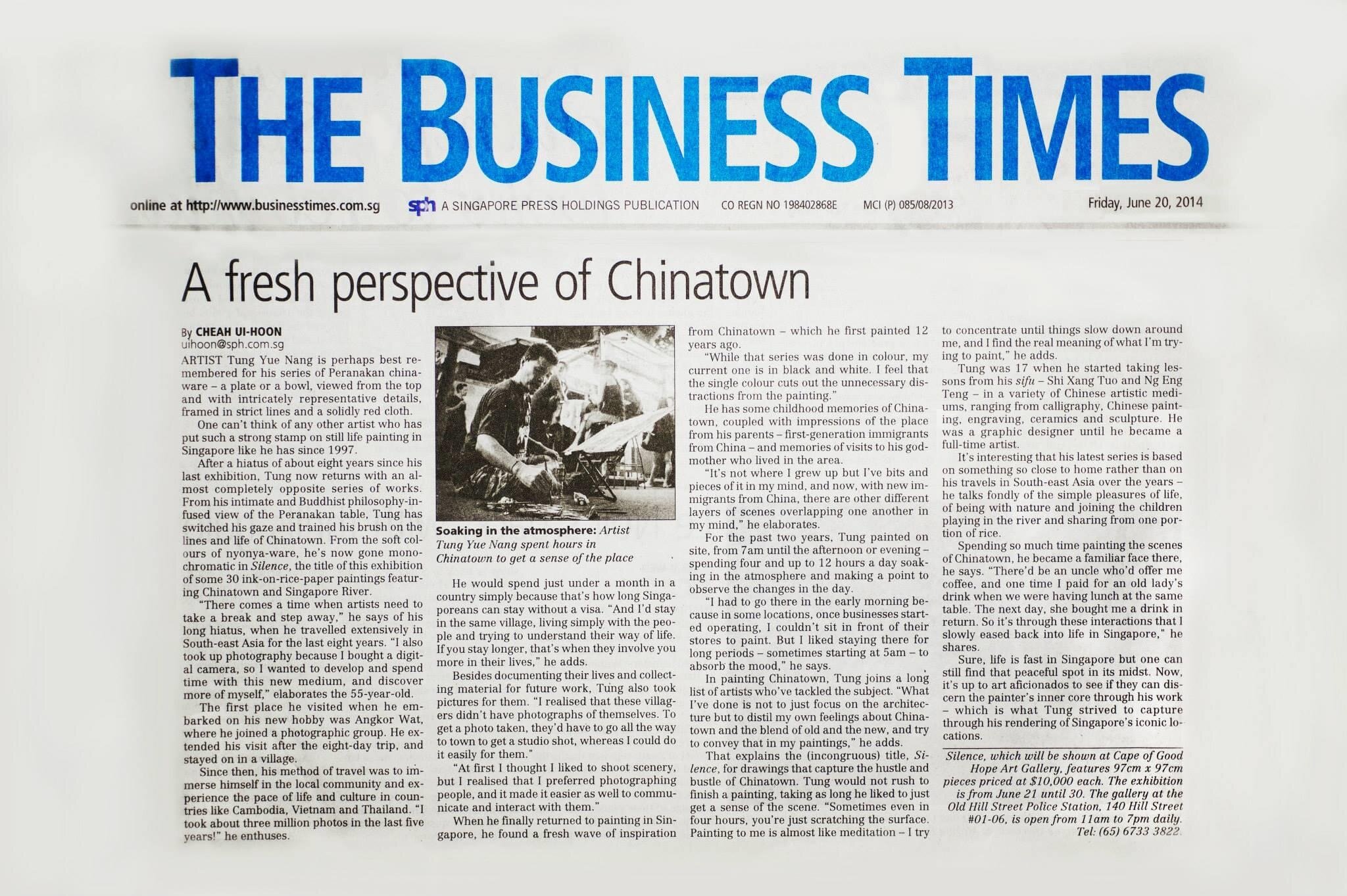   Silence , a solo exhibition by Tung Yue Nang reported in The Business Times 