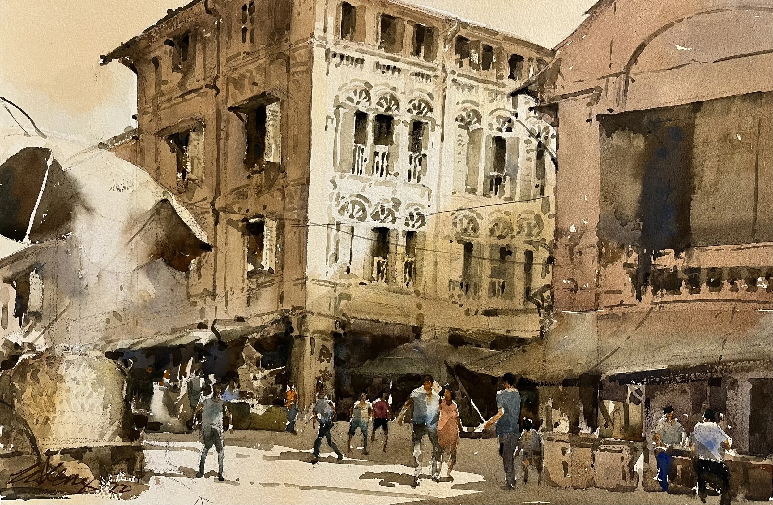 Ong Kim Seng_Lively Streets at Chinatown_36x55cm_2022.JPG