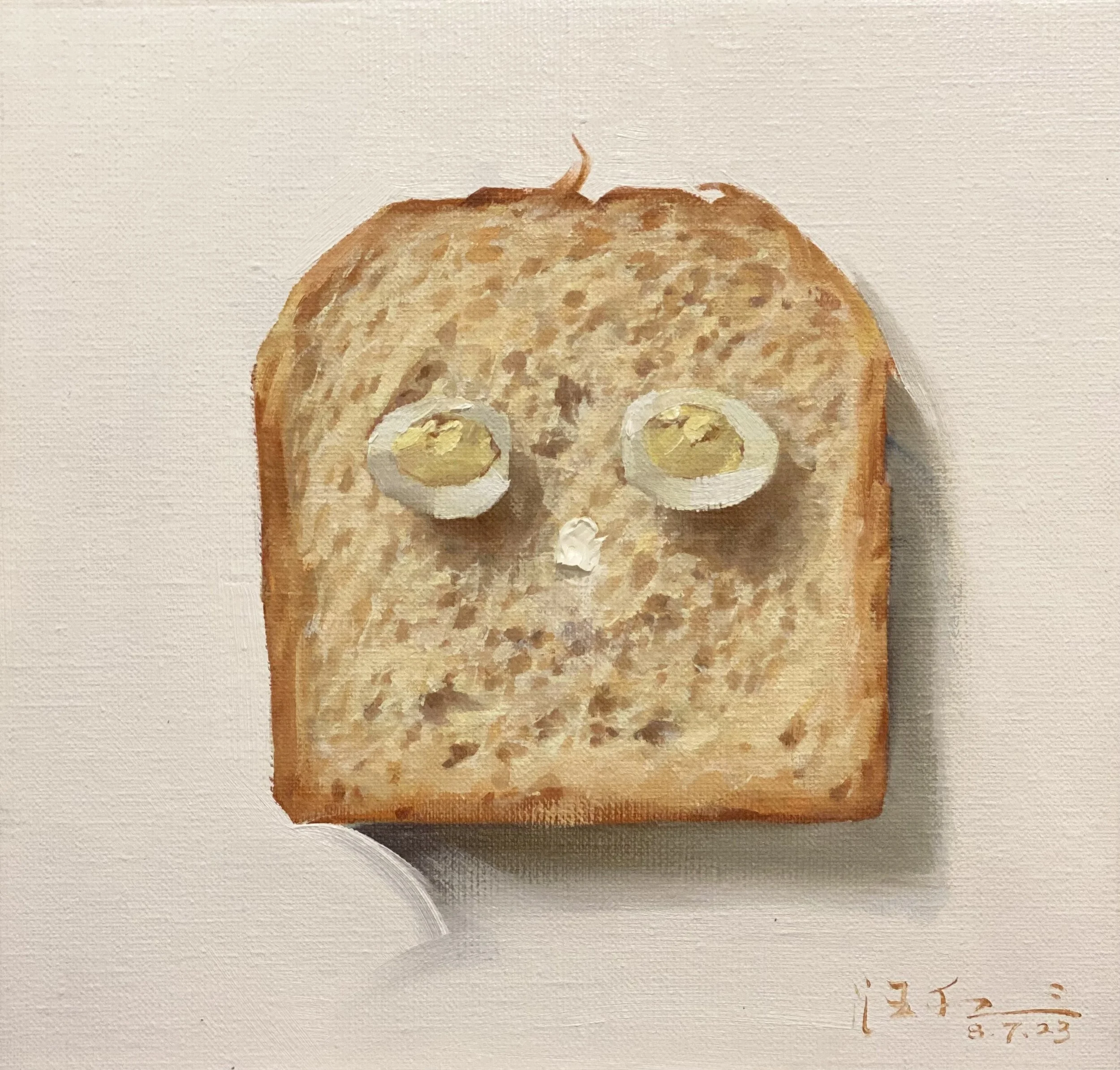 Wang Fei_Eggs on bread_Oil on canvas_23x23cm.jpg