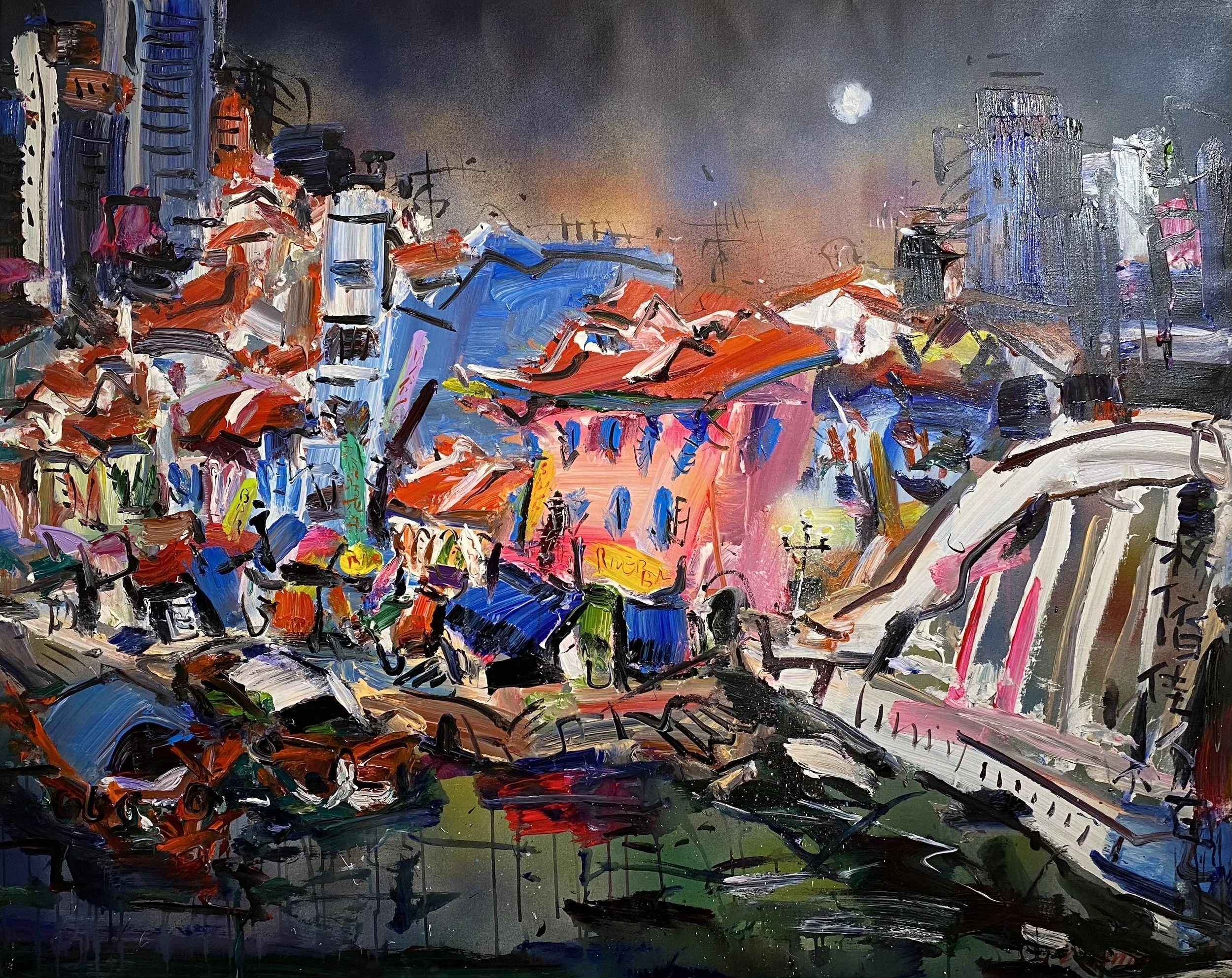 Zhu Hong_Night at the River_MIxed Media on Canvas_120x150cm_2024.jpg