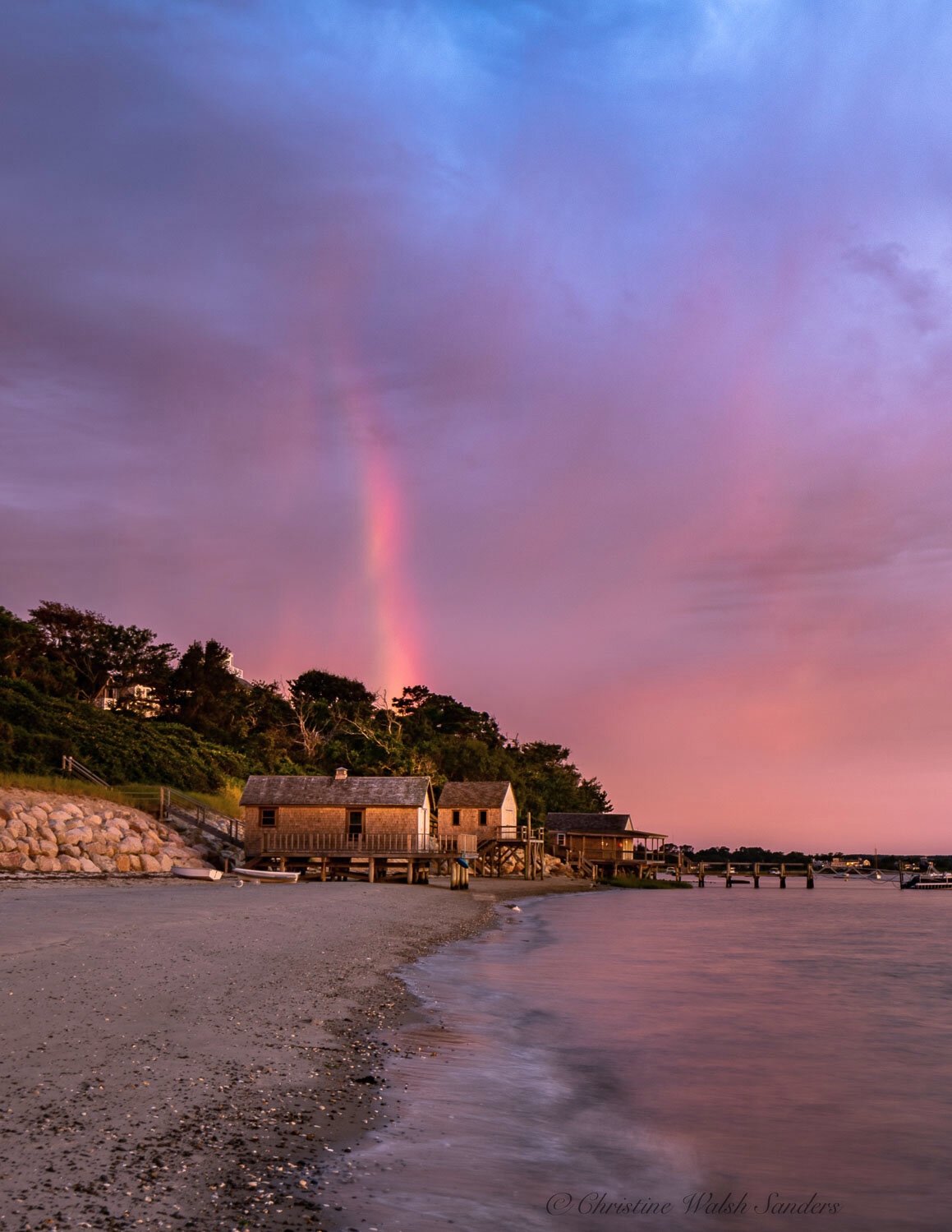 An Unexpected Twilight rainbow at Scattaree Beach. Chatham.