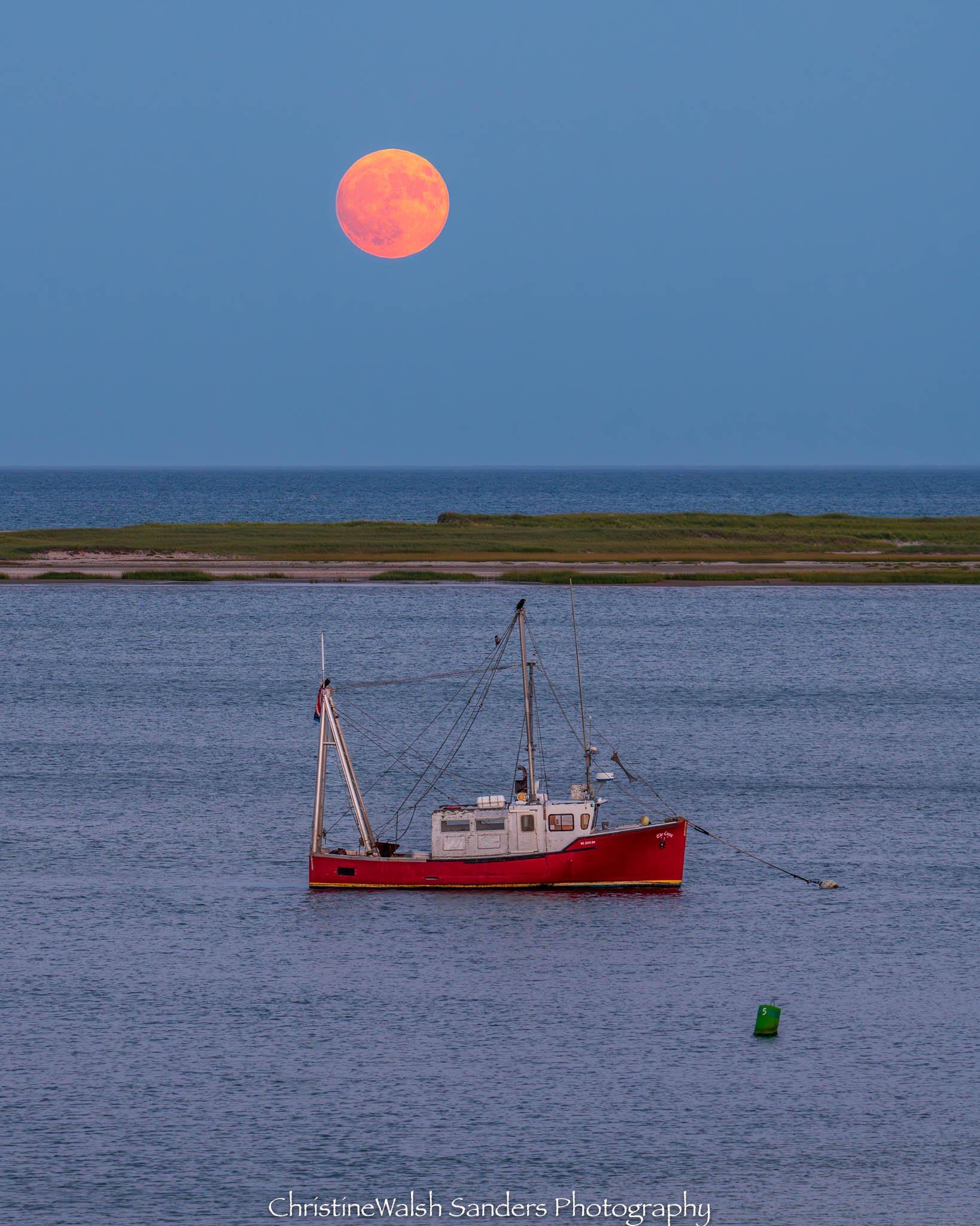 Harvest Moon Over Chatham Harbor