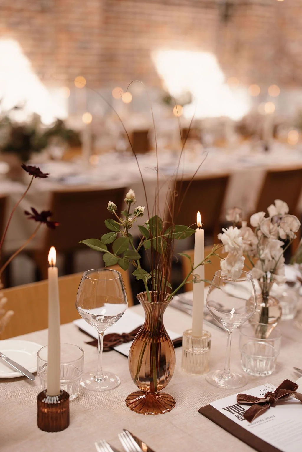 Tablescape by honour farm flowers for shears yard wedding in leeds.