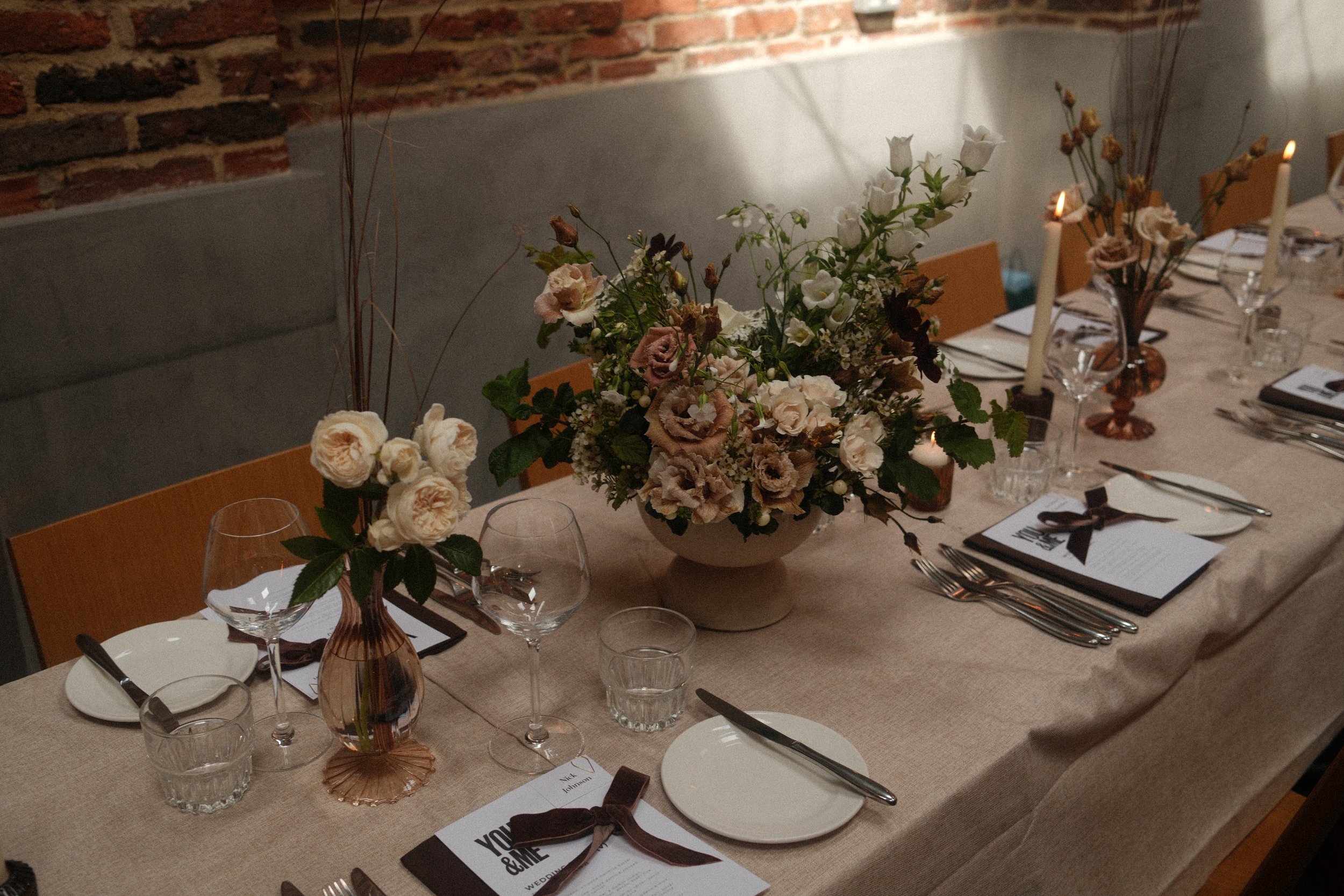 Event floral design by honour farm flowers in Leeds at Shears Yard. Photographed by Sophie Hewitt.