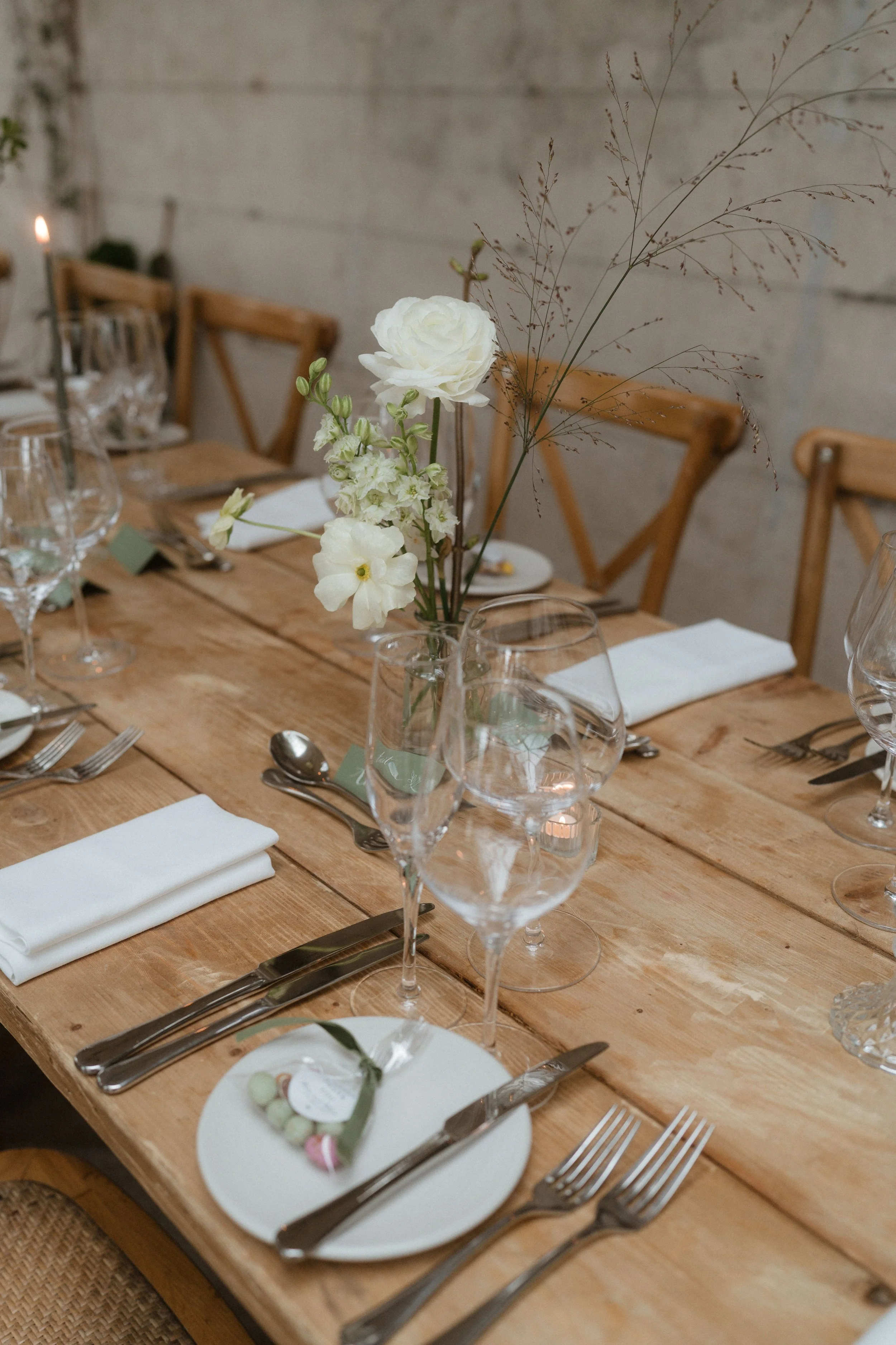 Bud vase bottle design by honour farm flowers for wedding at the fig house, middleton lodge.