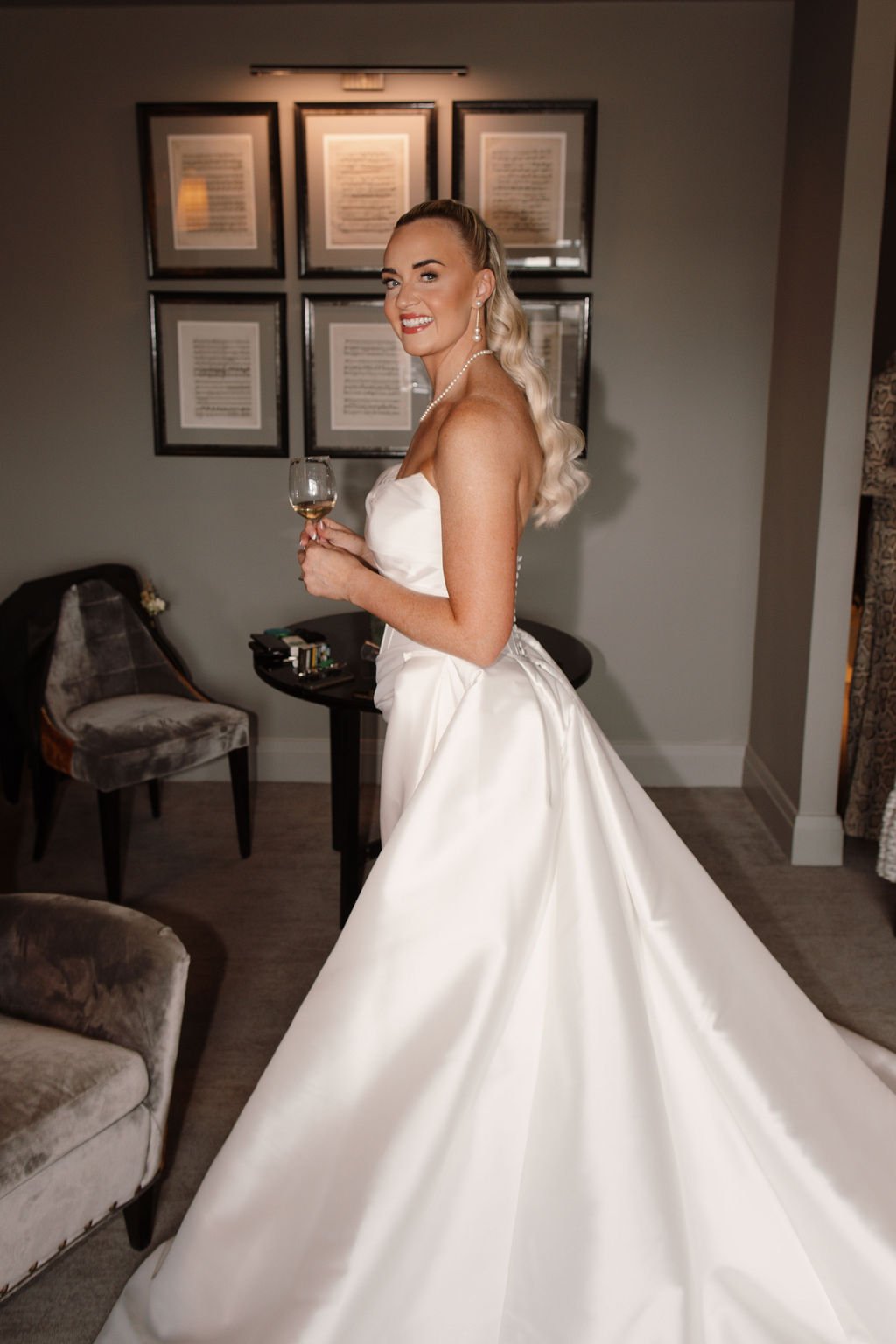 Francesca bride Dakota hotel Leeds, flowers by Honour Farm Flowers. Hair by Lottie Haigh.