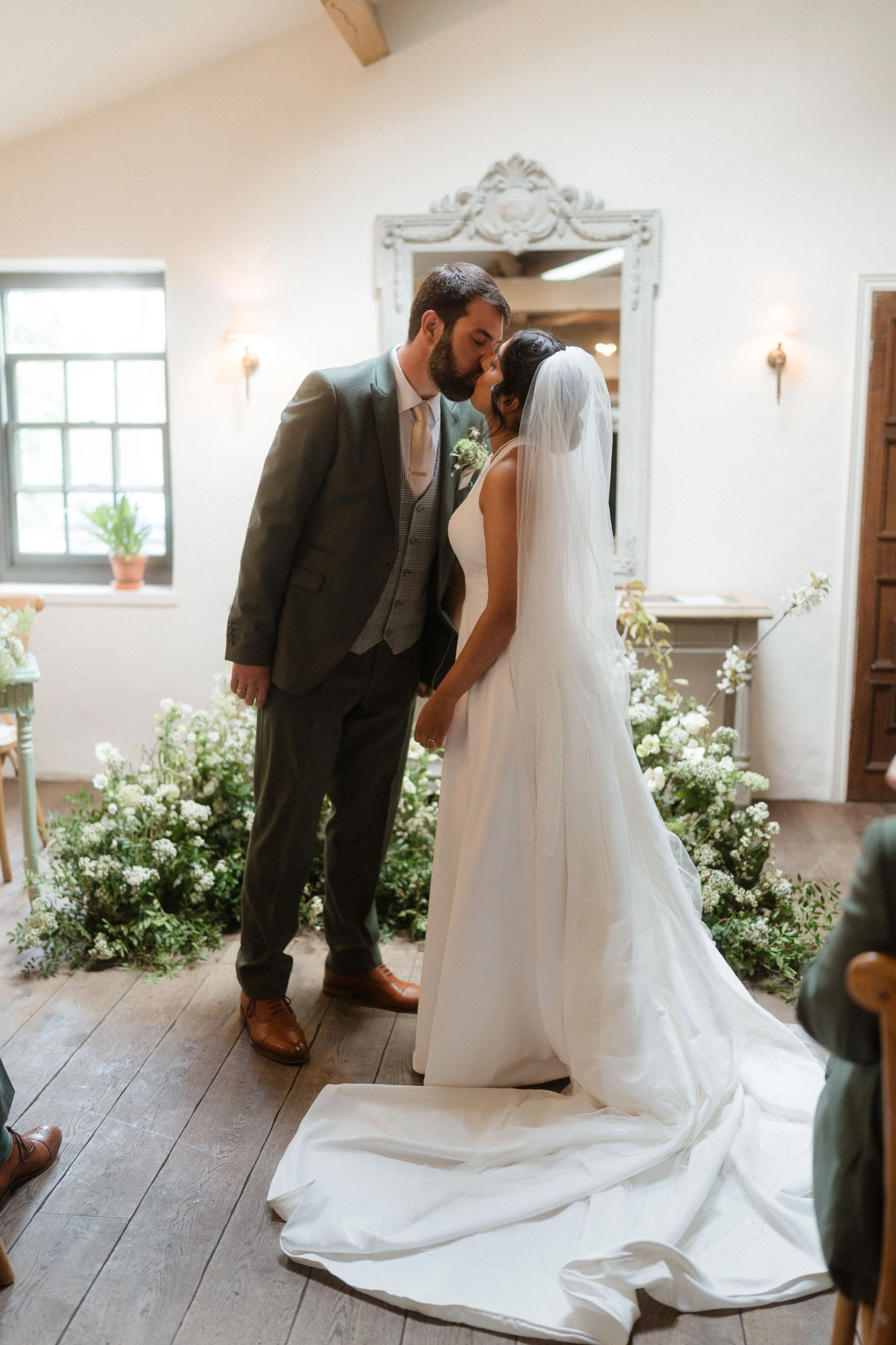 Wedding ceremony scene created by honour farm flowers at the fig house, middleton lodge.