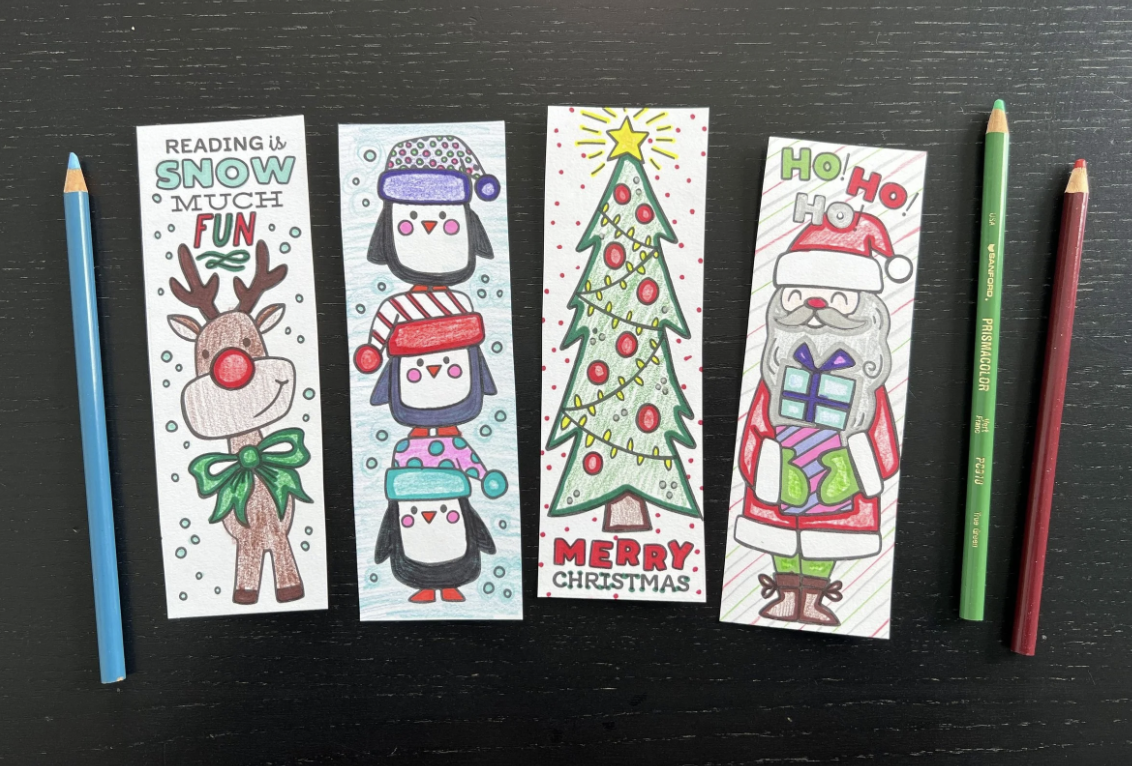 Free Christmas Coloring Bookmarks