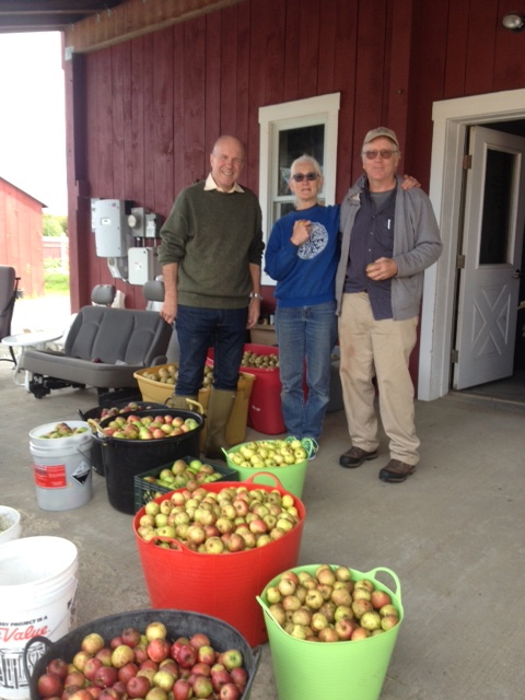 Tom Christopher and his wife Suzanne with the apple harvest