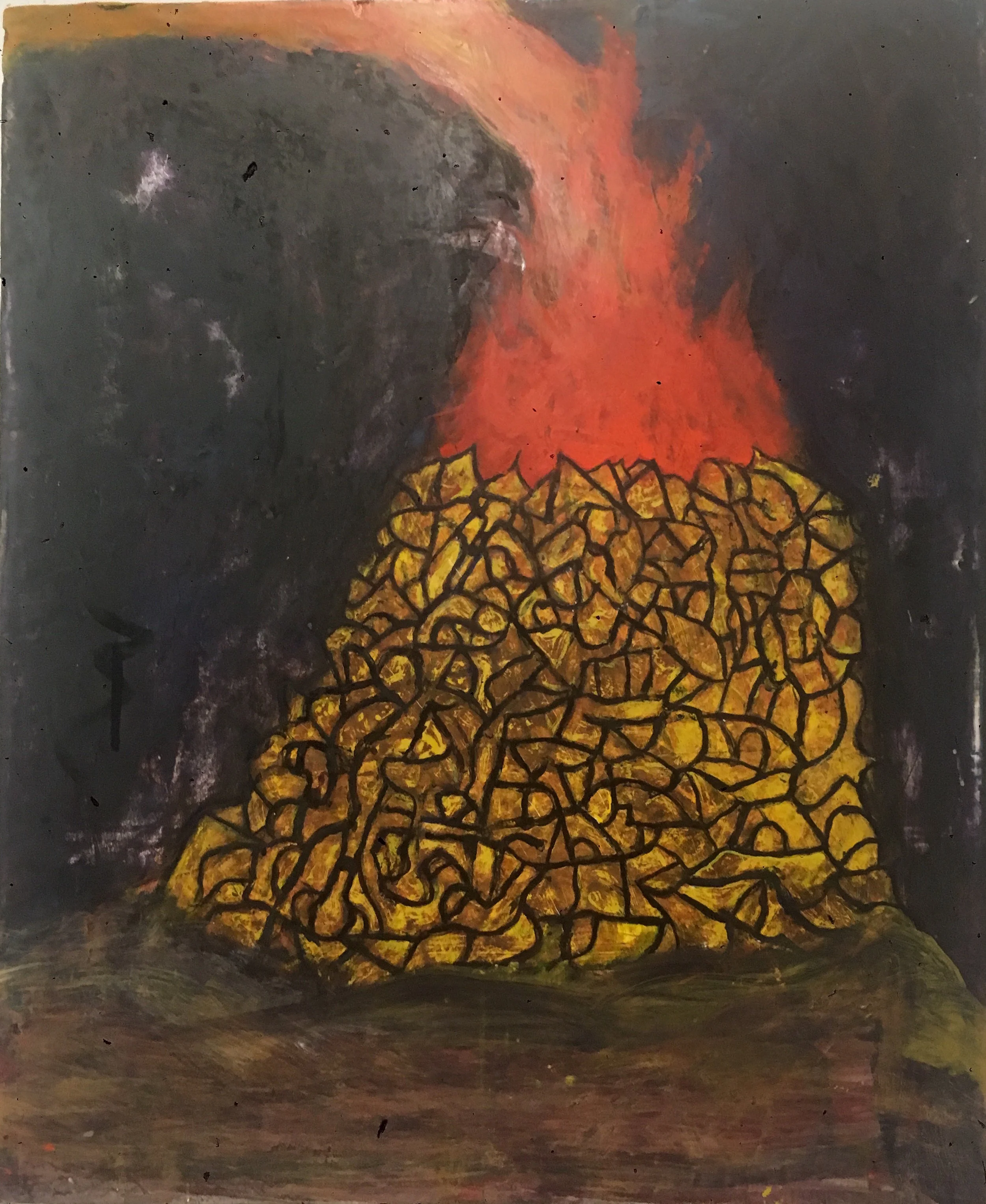 Aggie Bonfire 2017 oil on panel 20 x 18 inches