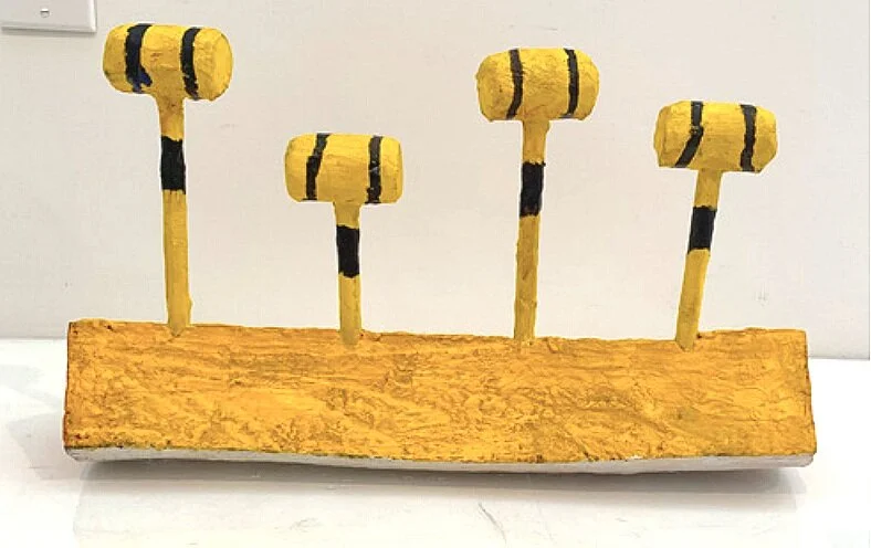  Rocker(For Mark DiSuvero)  2020  encaustic and oil painted wood  18 x 11 x 5.5” 