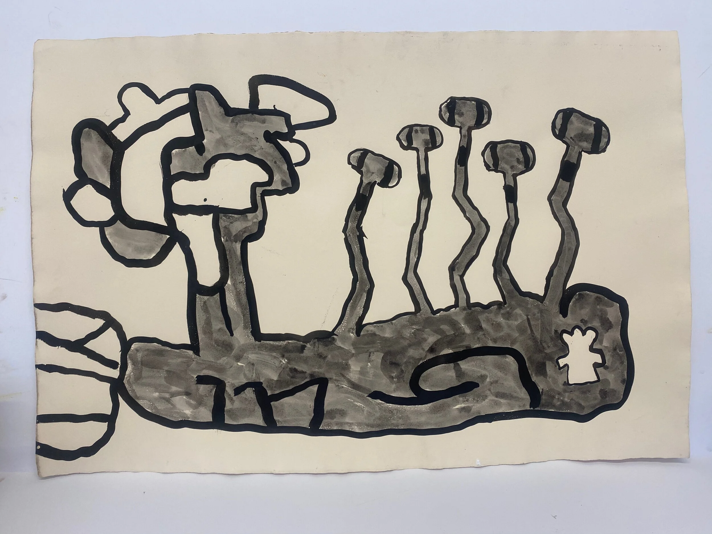  Locomotively  2020  ink on antique handmade paper 