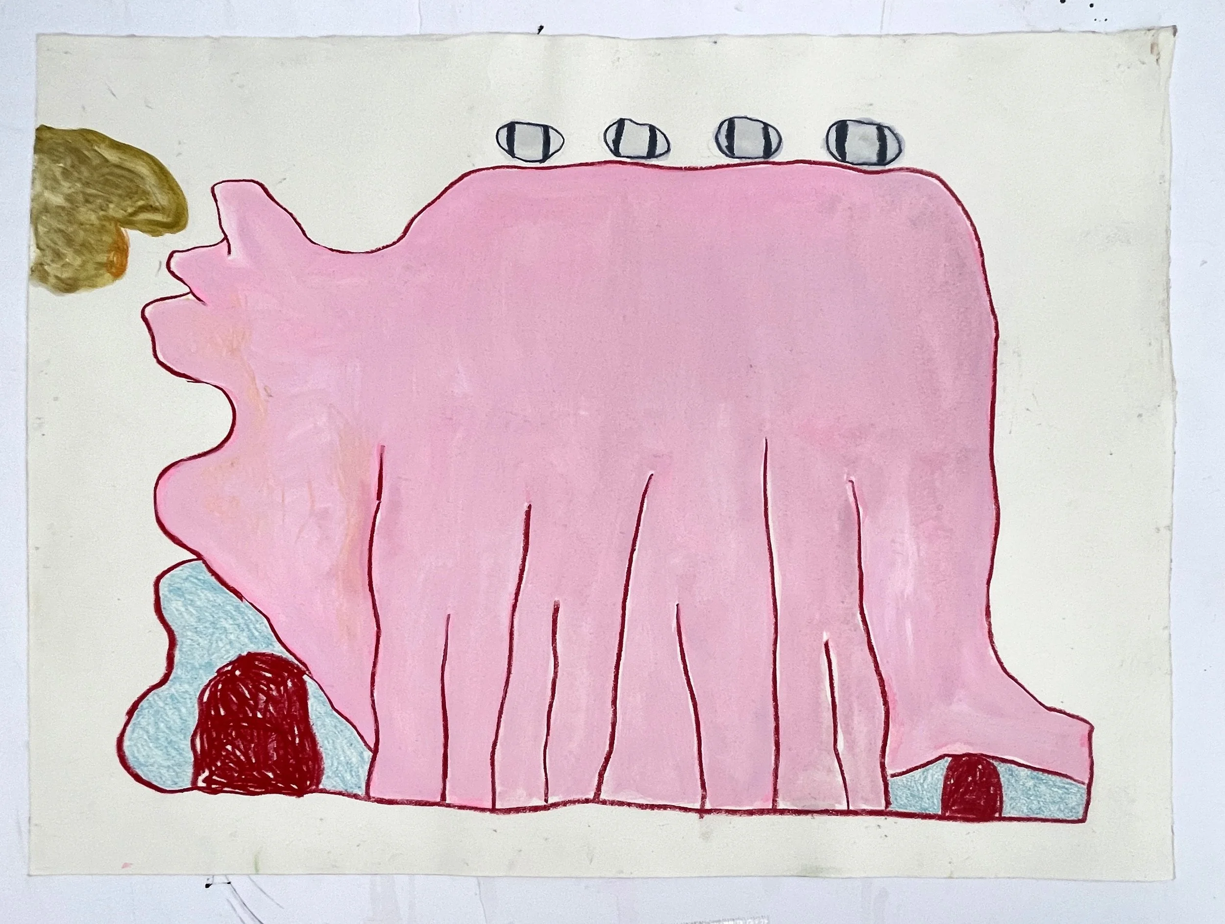   Eyes -For LB   18 x 23”  oil pastel, crayon and gouache on handmade paper 