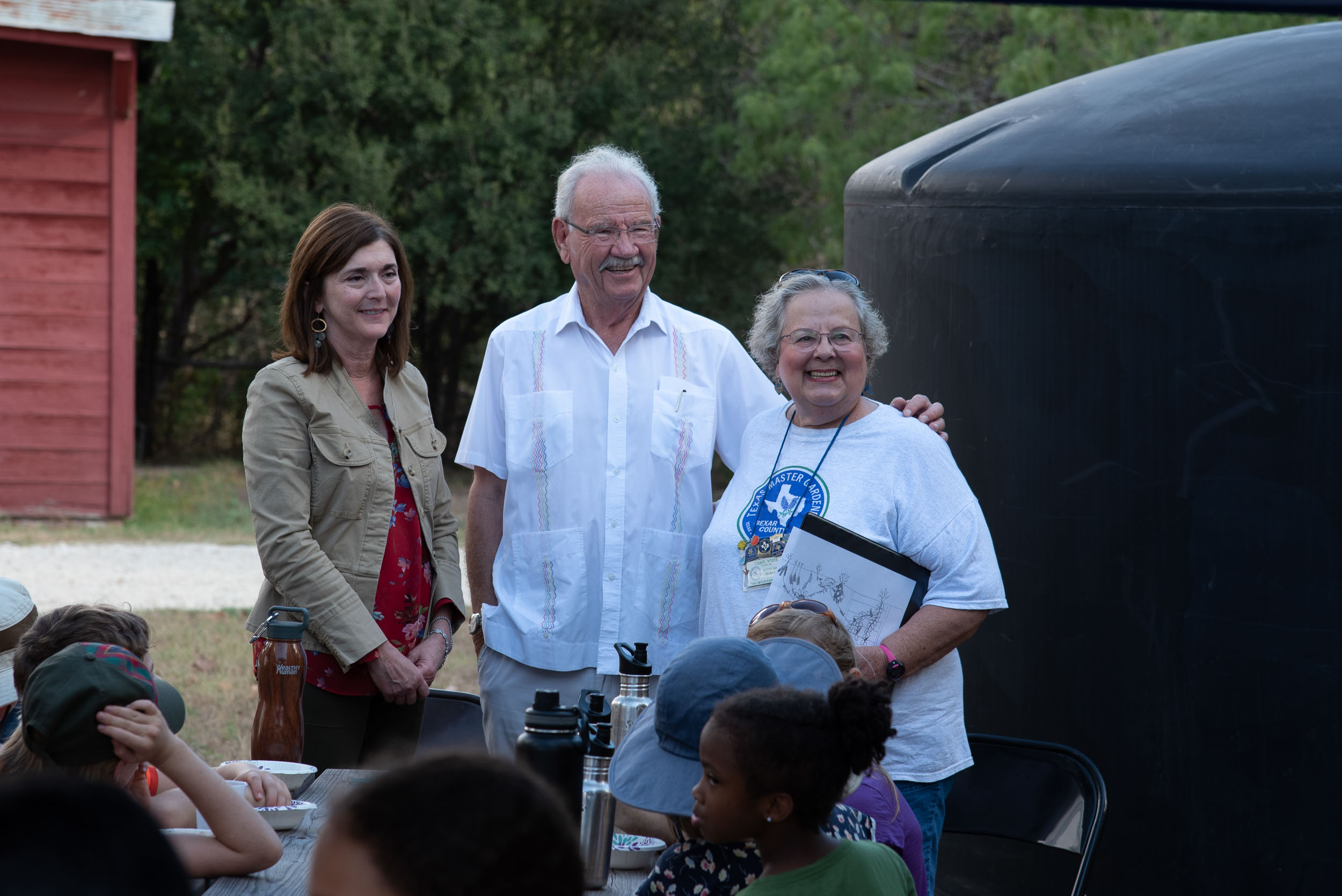  From left, Denise Gross (Executive Director of the Phil Hardberger Park Conservancy), Phil Hardberger (Former San Antonio Mayor and park namesake), and Carol White (Bexar County Master Gardener). 