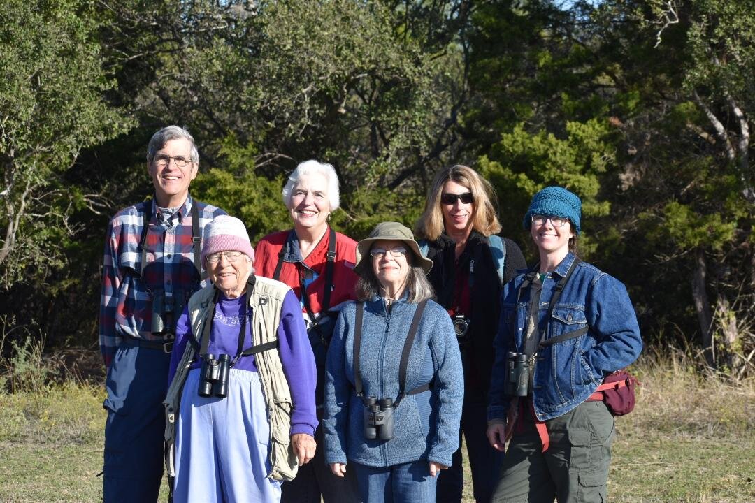 Monthly Bird SurveyorsFrom left, back row: Alan Kuentz, Patsy Kuentz, Lora Reynolds. Front row: Georgina Schwartz, Betty Pasquale, and Jewell Lee Cozort.
