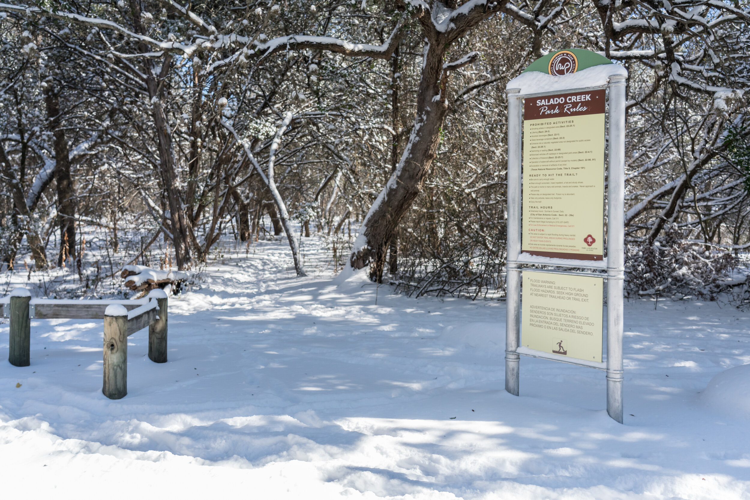 Greenway Trail sign in snow