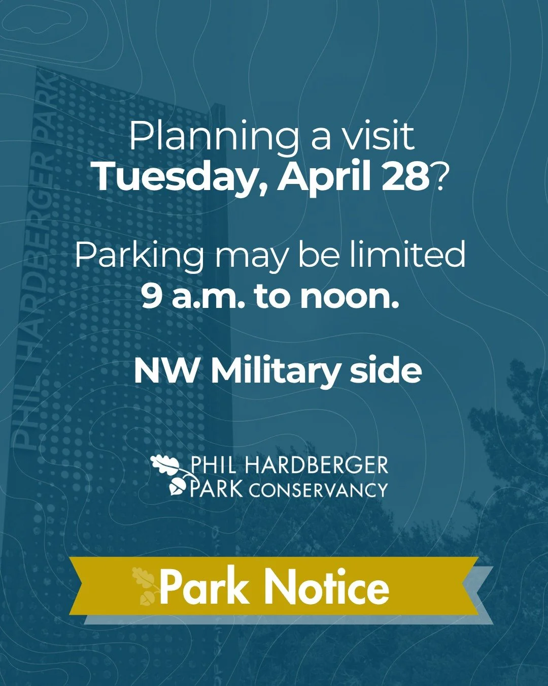 Planning a visit to the NW Military side of the Park on Tuesday, April 28, between 9 a.m. and noon? We have an event happening that morning, so parking may be limited. The Blanco Road side of the Park is a great option that morning.