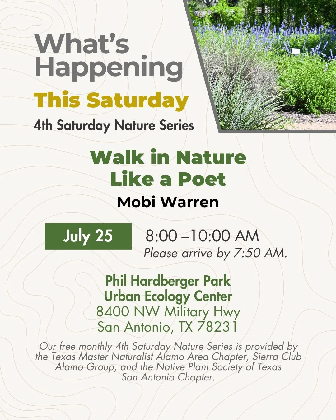 Walk in Nature Like a Poet

This Park is full of poems. This Saturday, we'll help you find a few.

Mobi Warren is a poet, teacher, and puppeteer who's spent years bringing nature and poetry together. She has a gift for helping people notice what they