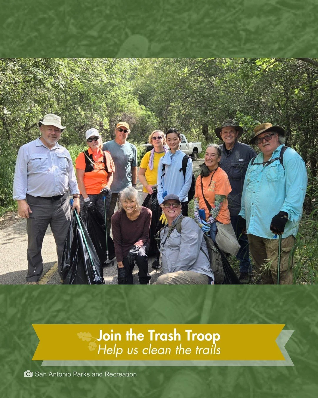 The recent rain washed a lot onto our trails and into our natural areas. We could use a hand.

San Antonio Parks and Recreation Natural Areas has launched a new volunteer program called the Trash Troop, running now through September. Volunteers help 