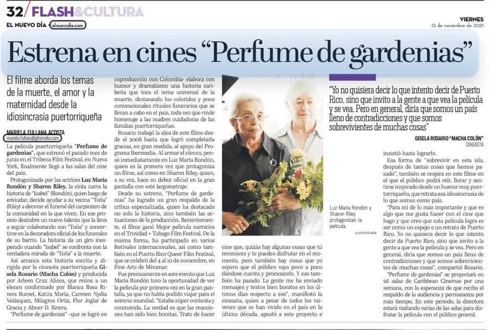 Llega a las salas de cine del país la película puertorriqueña “Perfume de gardenias”