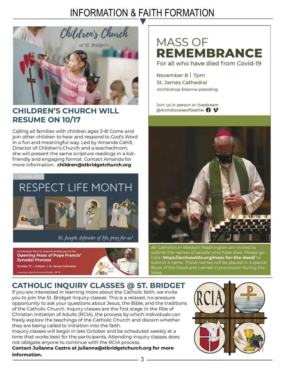 October 17, 2021 — St. Bridget Catholic Church