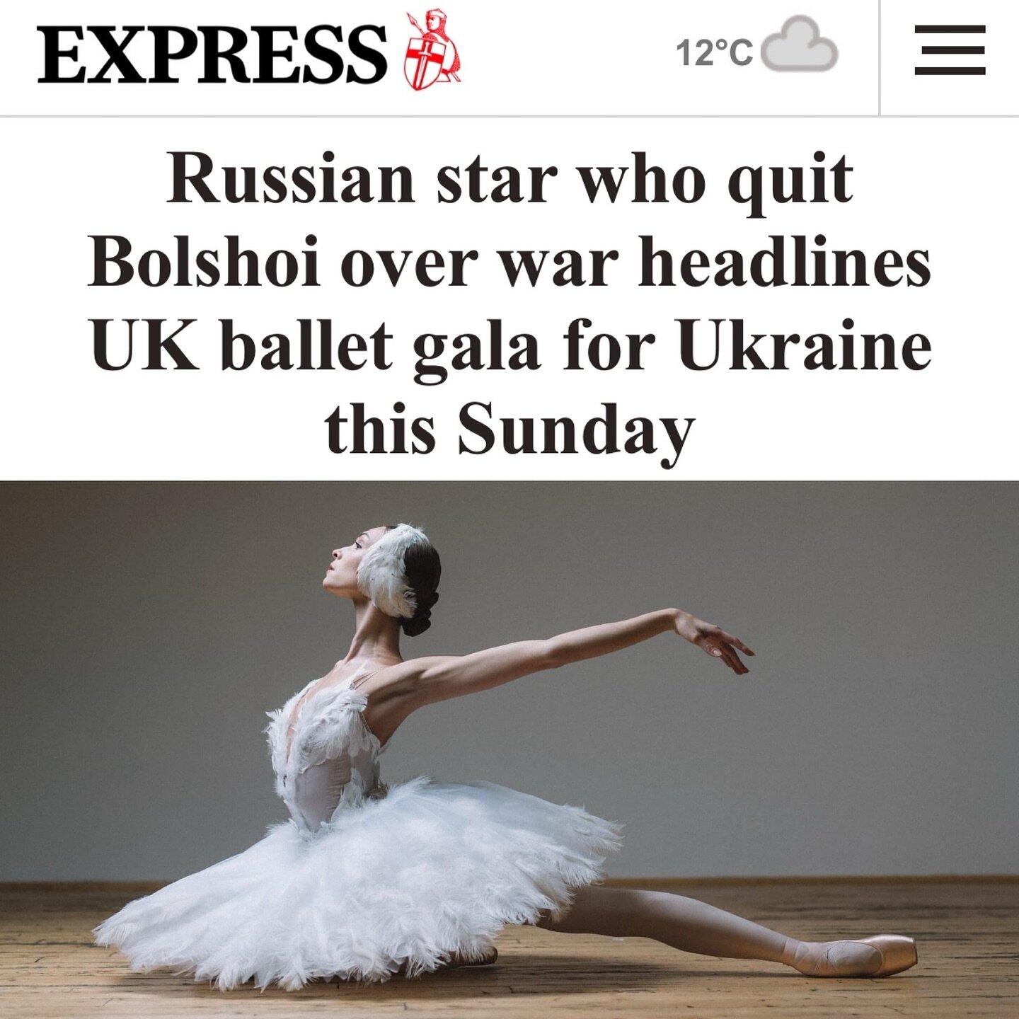 Tomorrow Dance for Ukraine comes to the @thelondonpalladium. Bringing together some of the world&rsquo;s best dancers to raise money to support the arts in Ukraine. Thanks to @dailyexpress for the feature! 

📸 Darian Volkova