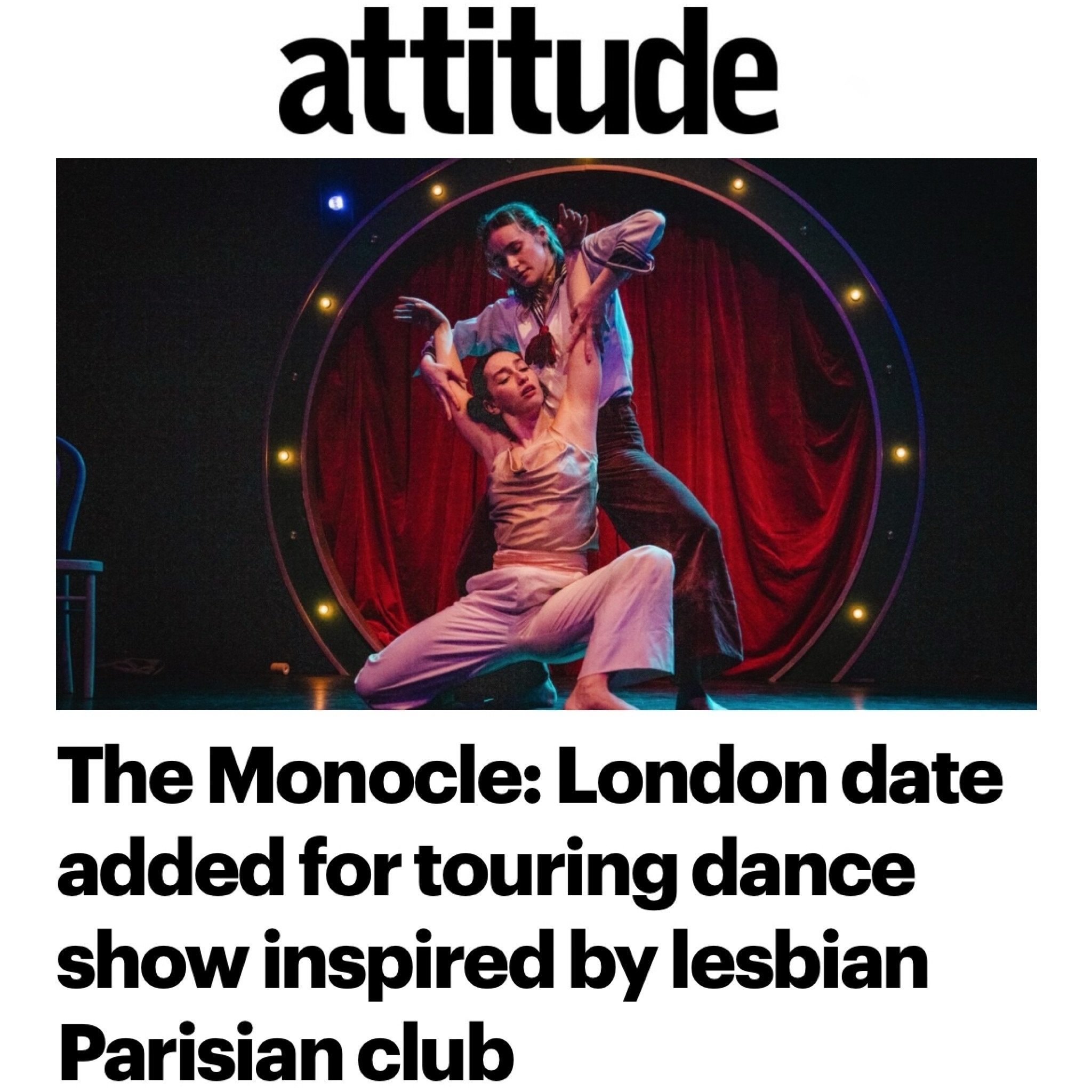Next month @rdzvousdance&rsquo;s The Monocle comes to @wiltonsmusichall as part of an 11-venue UK tour. Bringing the spirit of the notorious 1930&rsquo;s Parisian lesbian club to the theatre, this show advocates for the importance of safe spaces for 