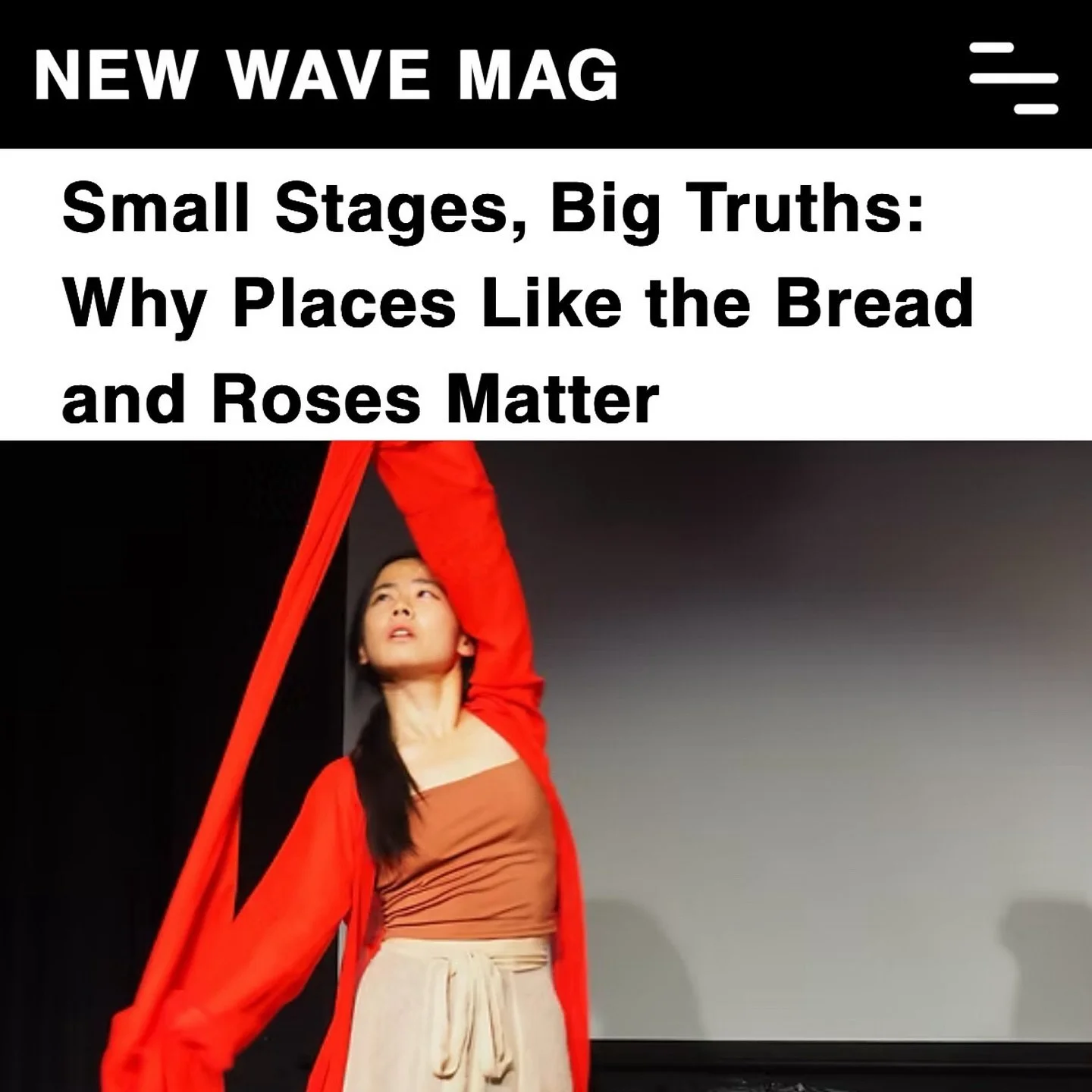 Last month Qingyang Wang presented her work Journey of Whispering Dreams at the Bread &amp; Rose Theatre. Thanks to @nwavemagazine for the great piece exploring the importance of fringe venues for allowing independent artists to share their creative 