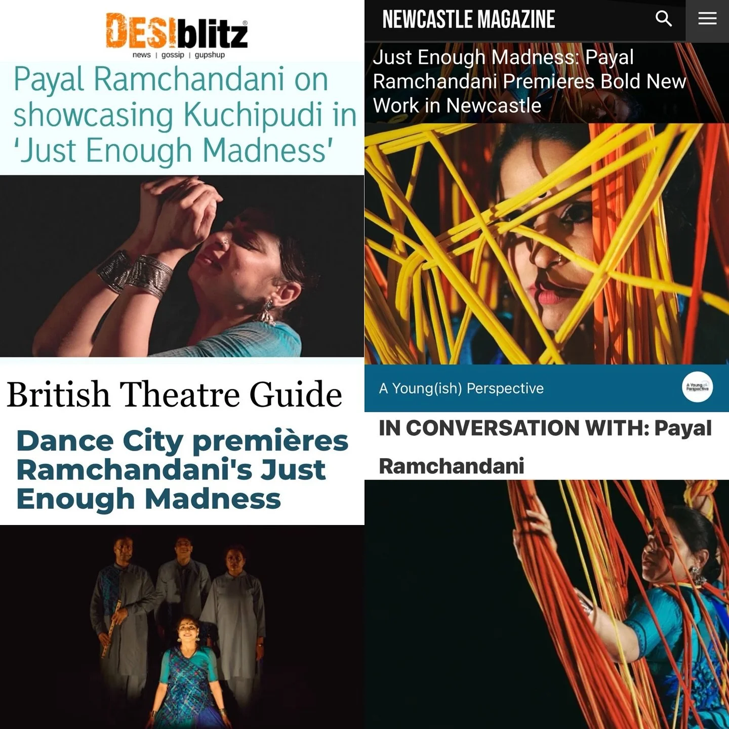 Flying the flag for the South Asian dance form of Kuchipudi in the UK, @payal.kuchipudi&rsquo;s powerful new show comes to @dance_city_newcastle next week. Thanks to @desiblitz @newcastlemagazine #britishtheatreguide and @ayoungishperspective for the