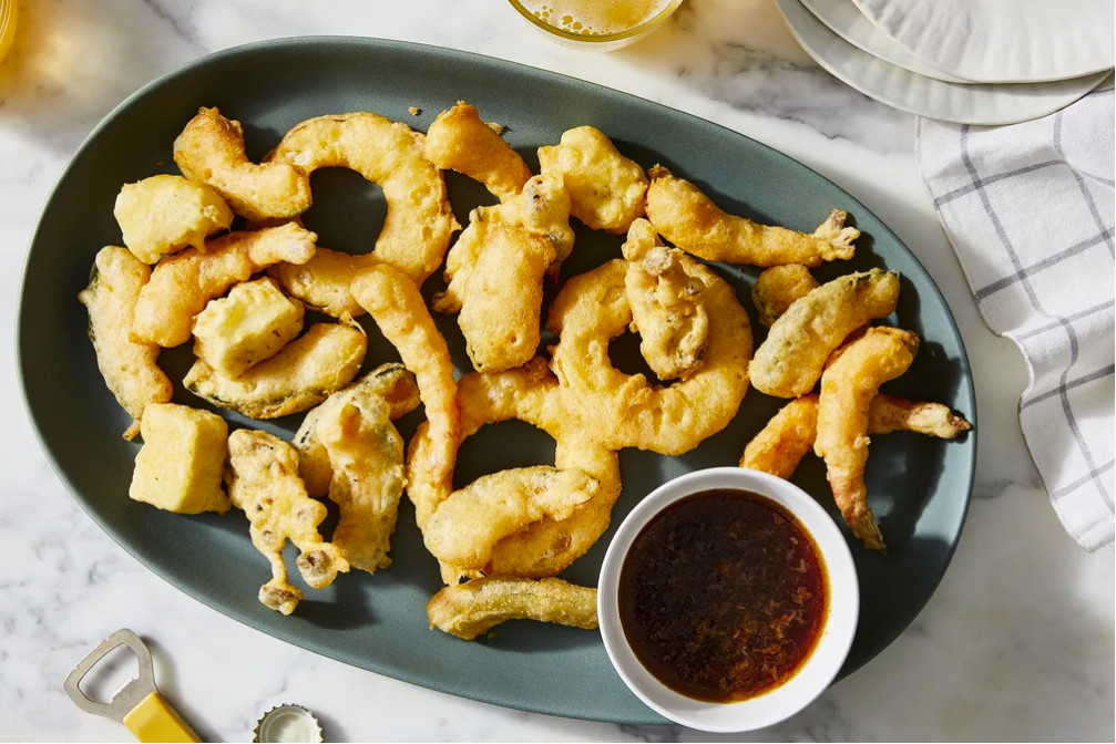 FOOD52: HOMEMADE CRUNCHY TEMPURA. PHOTO: JULIA GARTLAND. PROP STYLING: SOPHIA PAPPAS. FOOD STYLING: YOSSY AREFI.